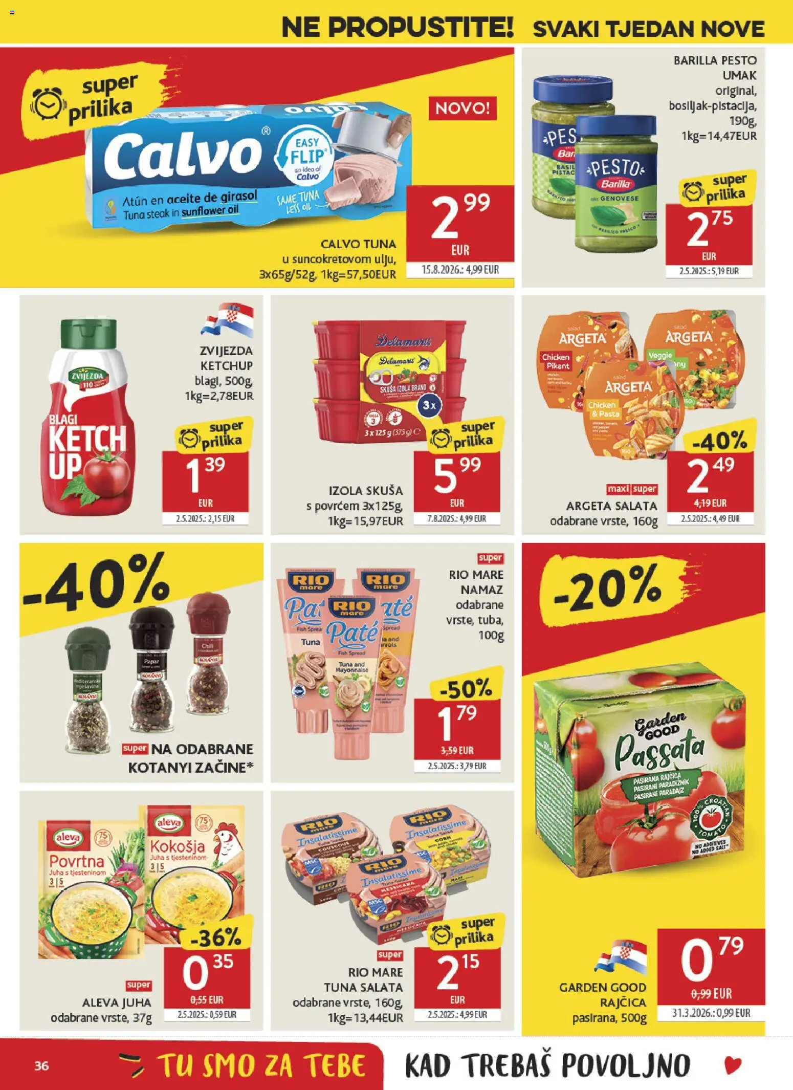 Konzum HR akciós ujság - amely érvényes a következő dátumtól: 2026.10.07. | Oldal: 36 | Termékek: Pesto, Rio Mare, Lé, Steak