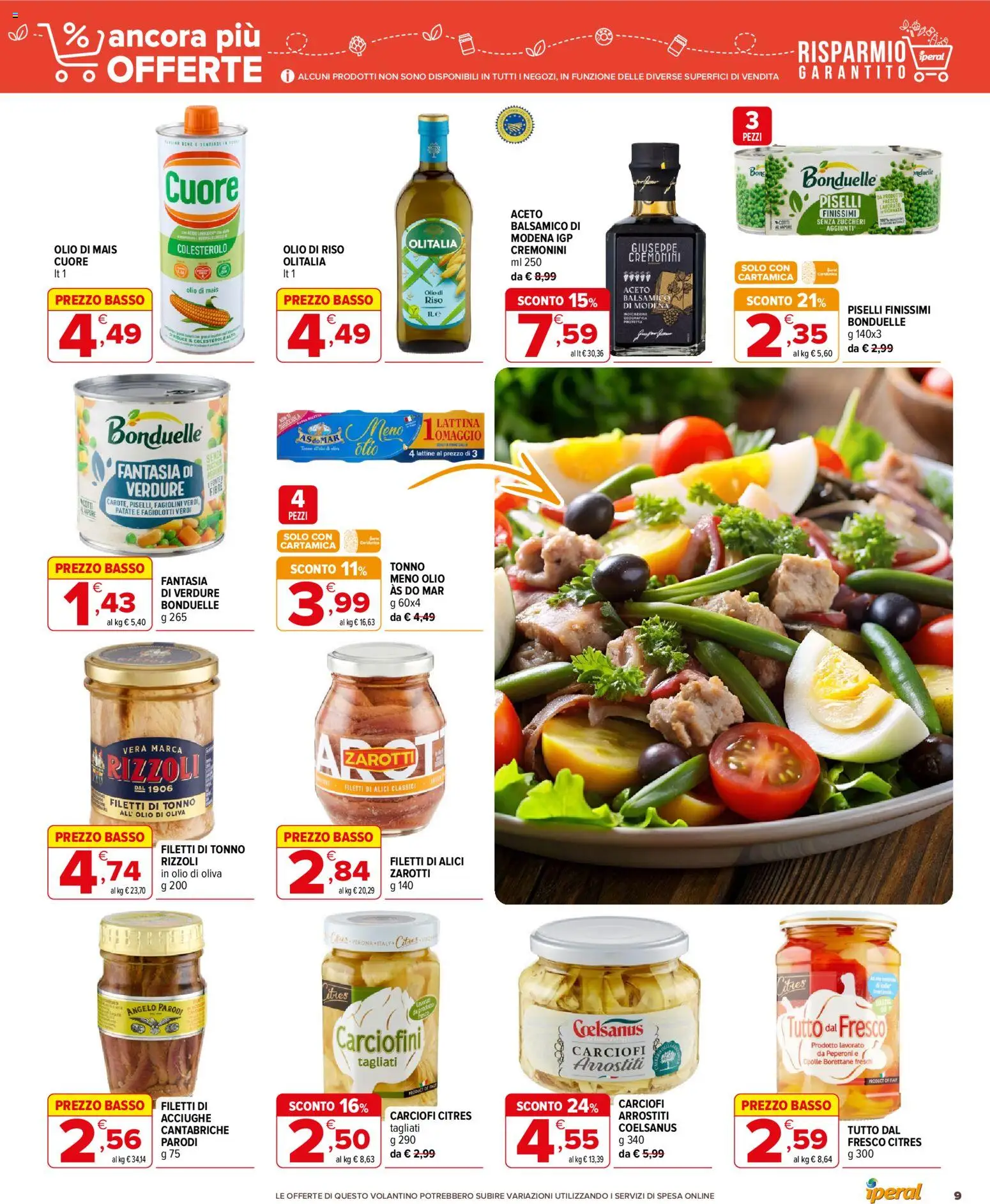Volantino Iperal del 04.06.2026 | Pagina: 9 | Prodotti: Verdure, Olio, Piselli, Tonno