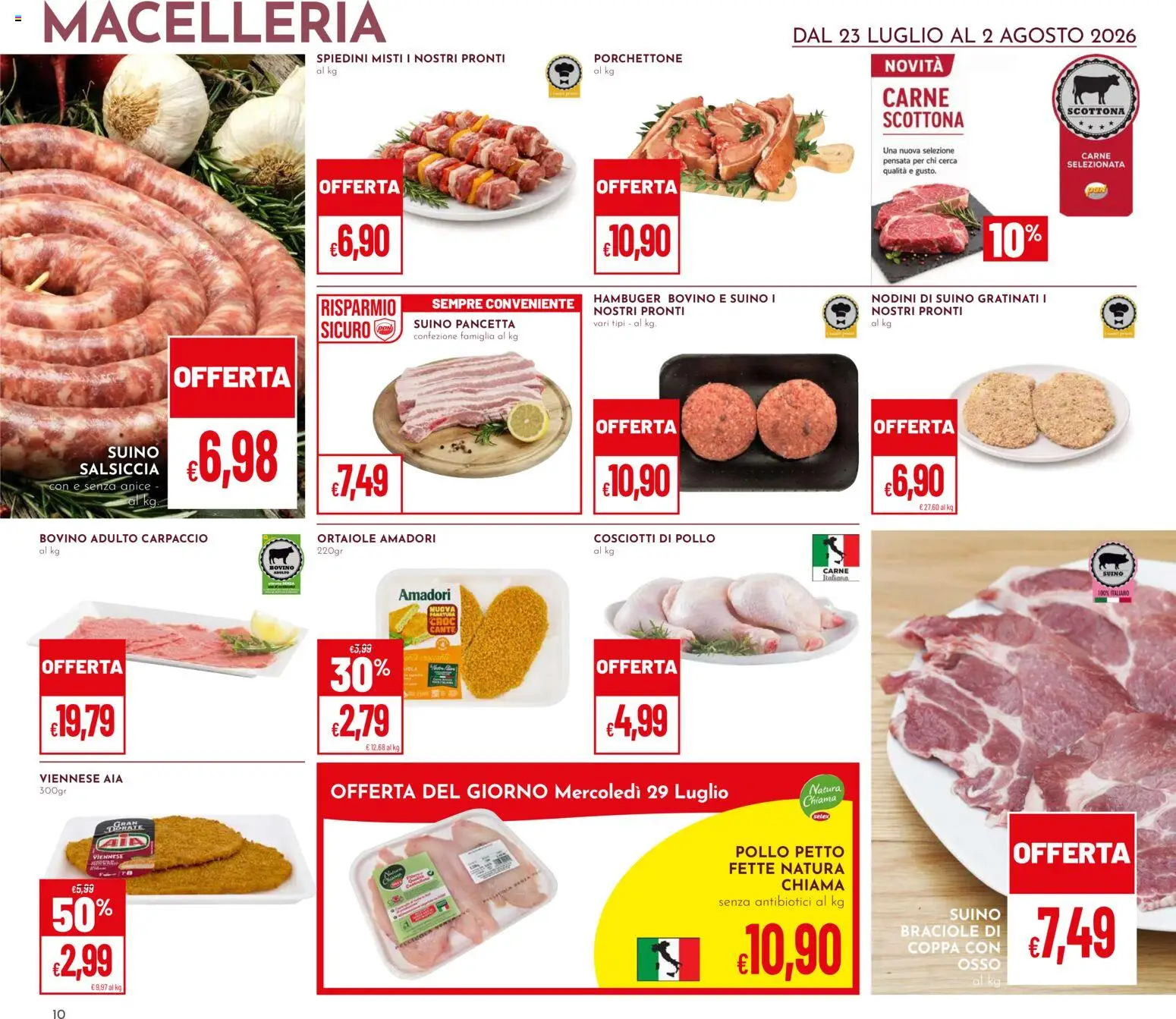 Volantino Pan del 23/07/2026 | Pagina: 10 | Prodotti: Pollo, Pancetta, Suino, Salsiccia