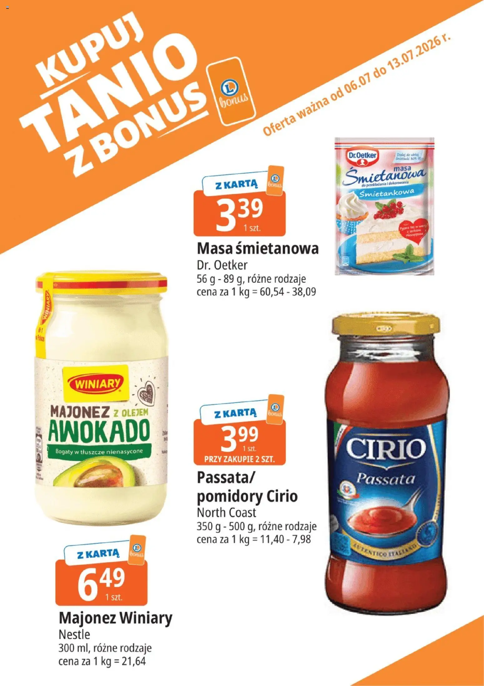 E.Leclerc gazetka - Kupuj Tanio Z Bonus od 06.07.2026 | Strona: 3 | Produkty: Karta, Majonez winiary, Mascarpone, Awokado