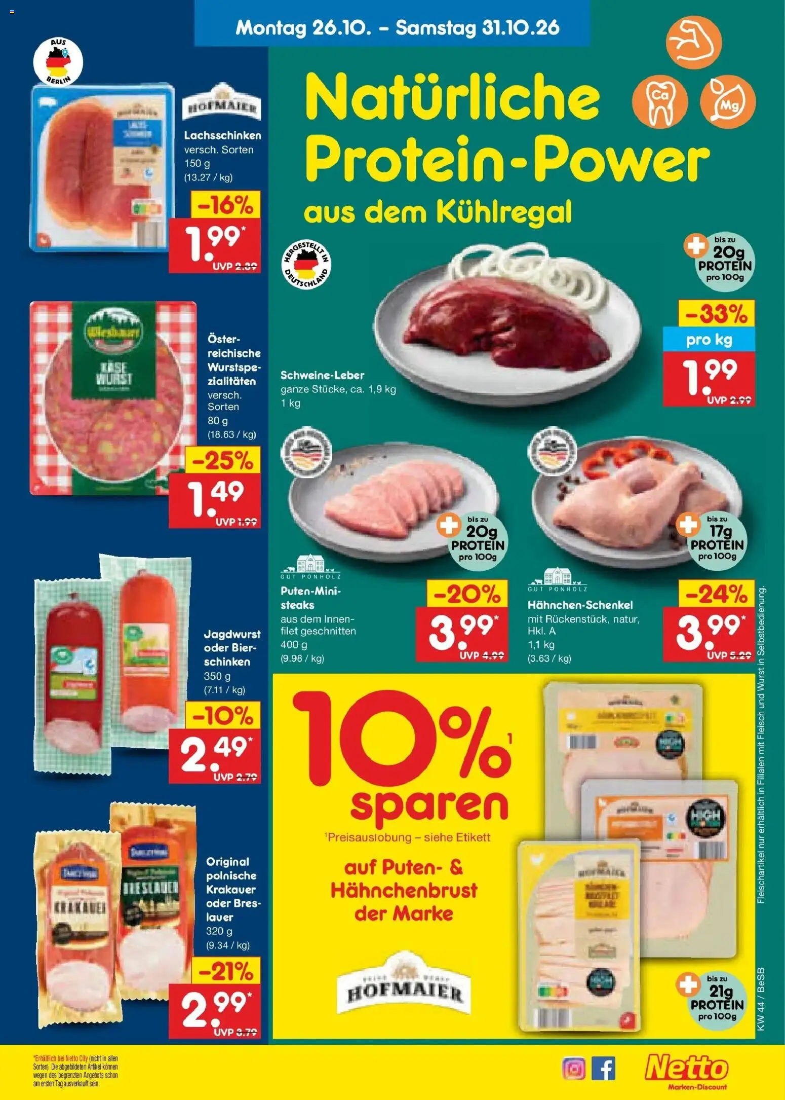 Netto Marken-Discount Prospekt – gültig ab 28.10.2026 | Seite: 36 | Produkte: Käse, Schinken, Fleisch, Hahnchenbrust