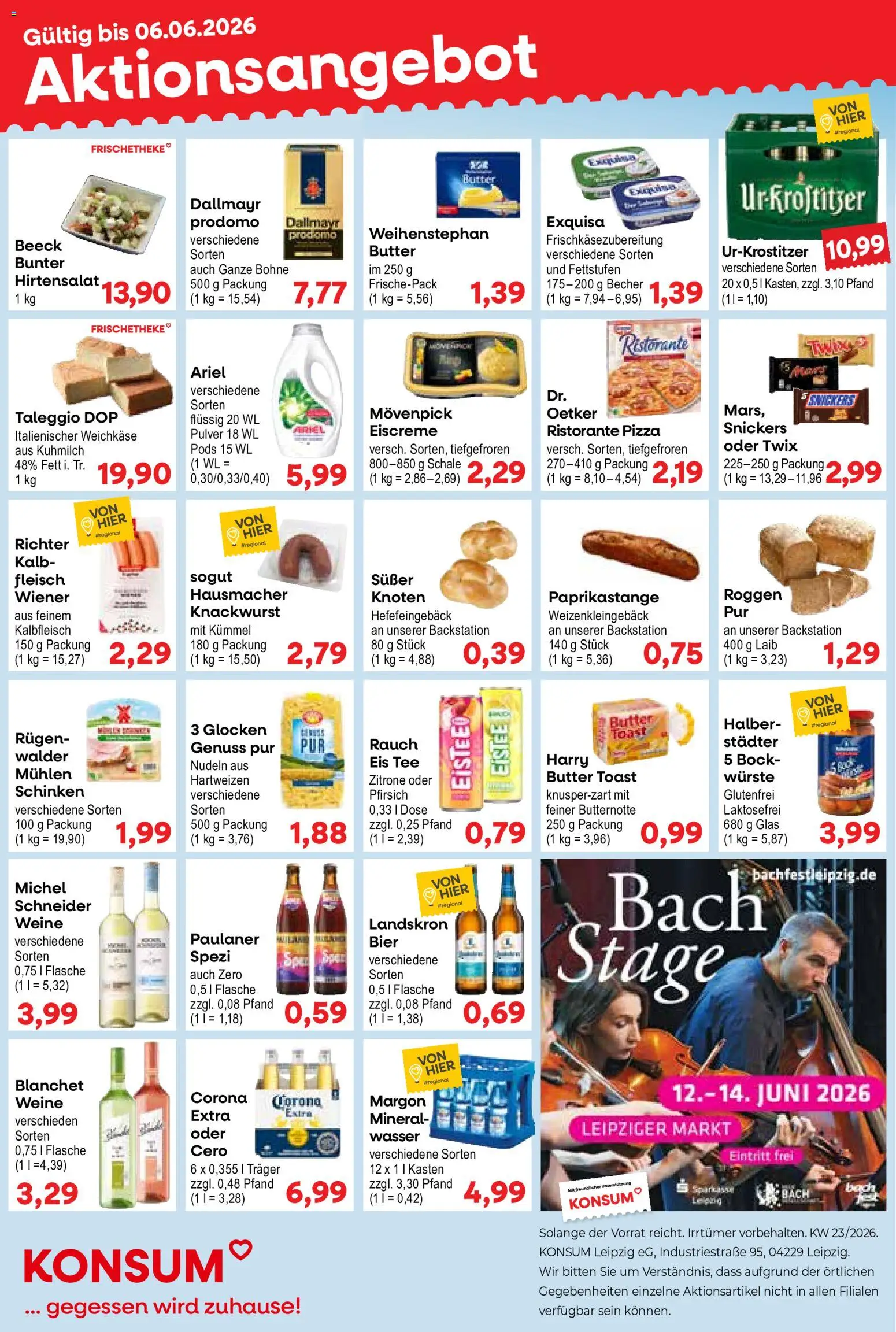 KONSUM Leipzig Prospekt – gültig ab 01.06.2026 | Seite: 1 | Produkte: Butter, Schinken, Tee, Fleisch