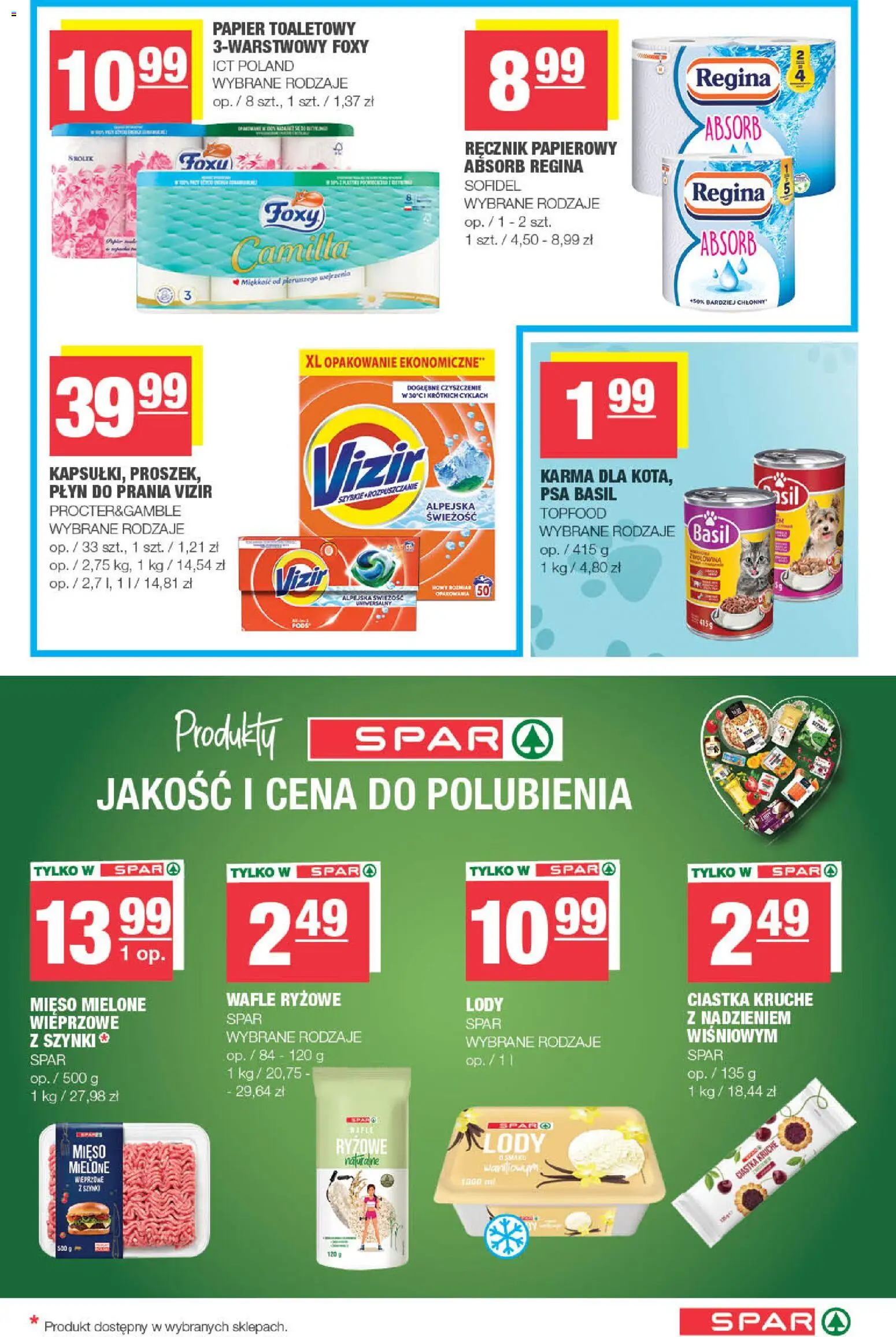 Spar gazetka od 15.07.2026 | Strona: 7 | Produkty: Papier toaletowy, Mięso mielone, Ciastka, Lody