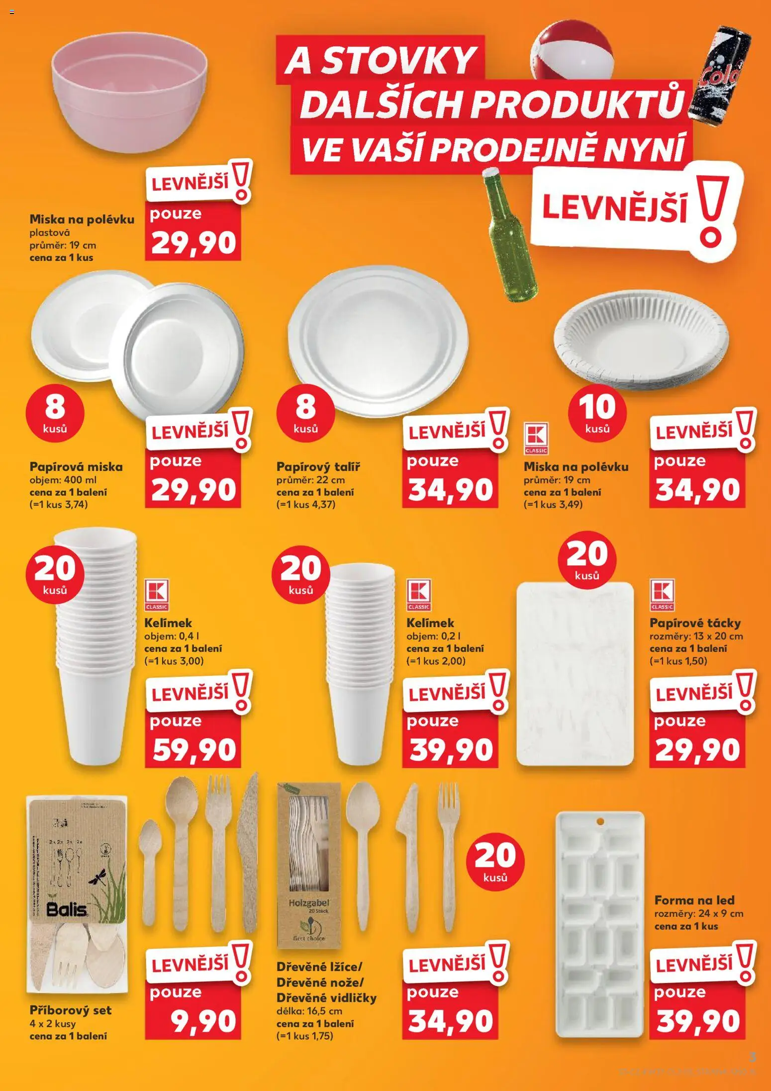 Kaufland leták - Praha 4 od 01.07.2026 | Strana: 3 | Produkty: Papírové tácky, Forma, Miska, Talíř