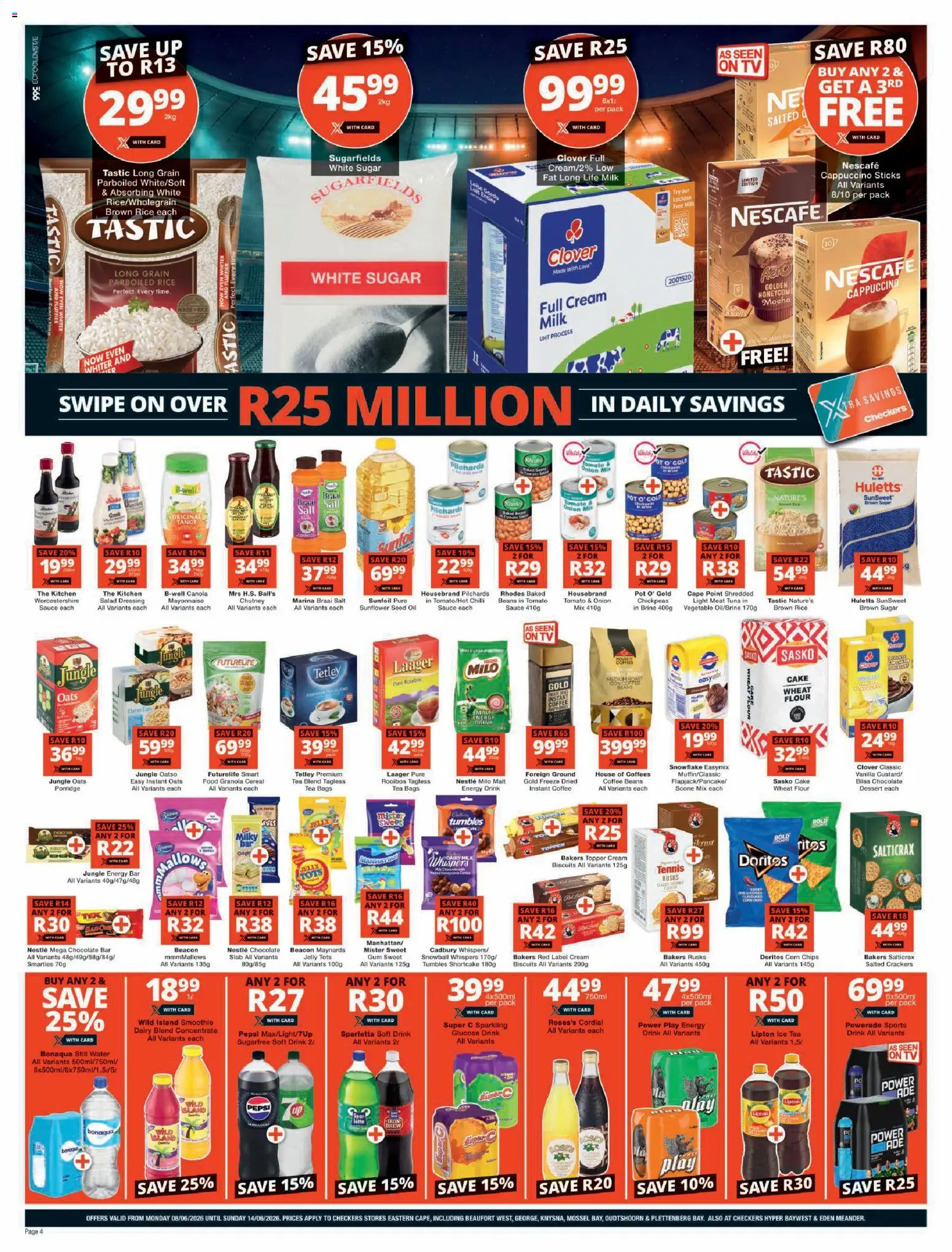 New Checkers catalogue – valid from 08.06.2026 | Page: 4 | Products: Corn, Oil, Chips, Sauce