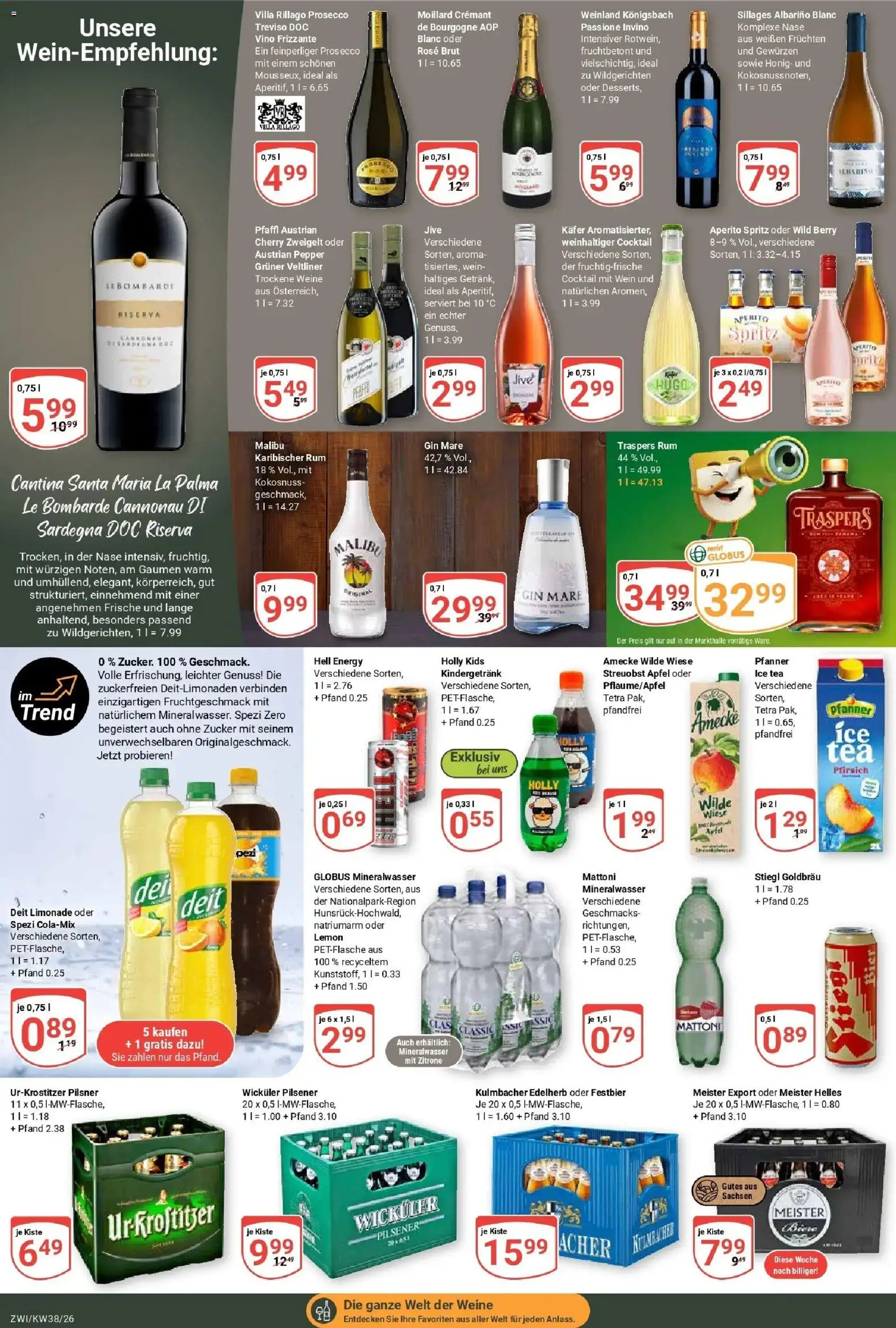 Globus Prospekt Zwickau (ab 14.09.2026) » Angebote online | Seite: 22 | Produkte: Äpfel, Prosecco, Pfirsich, Wein
