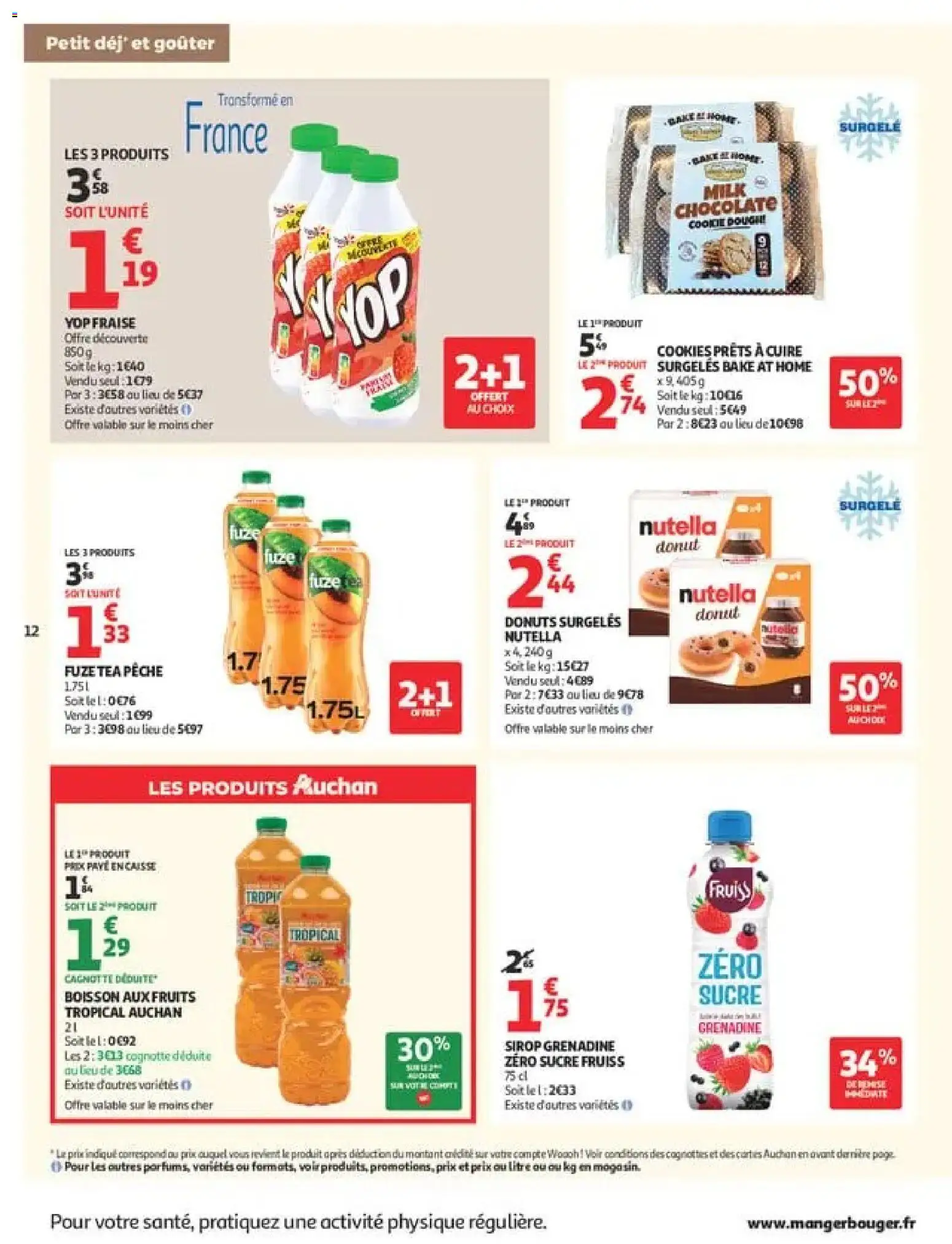 {H1} | Page: 12 | Produits: Sucre, Pêche, Cookies, Nutella