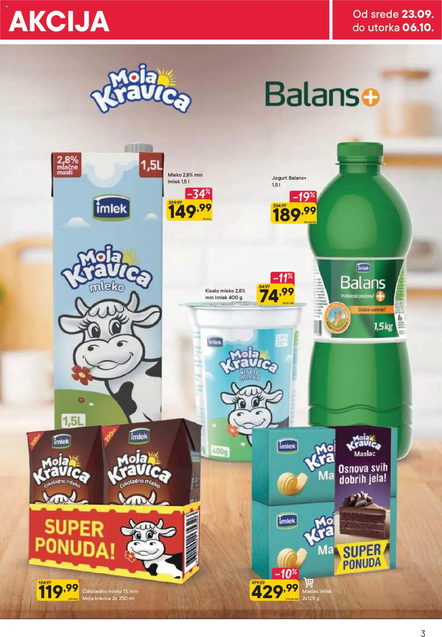 PerSu katalog - važi od 23.09.2026 | Strana: 3 | Proizvode: Čokoladno mleko, Kiselo mleko, Moja kravica, Jogurt