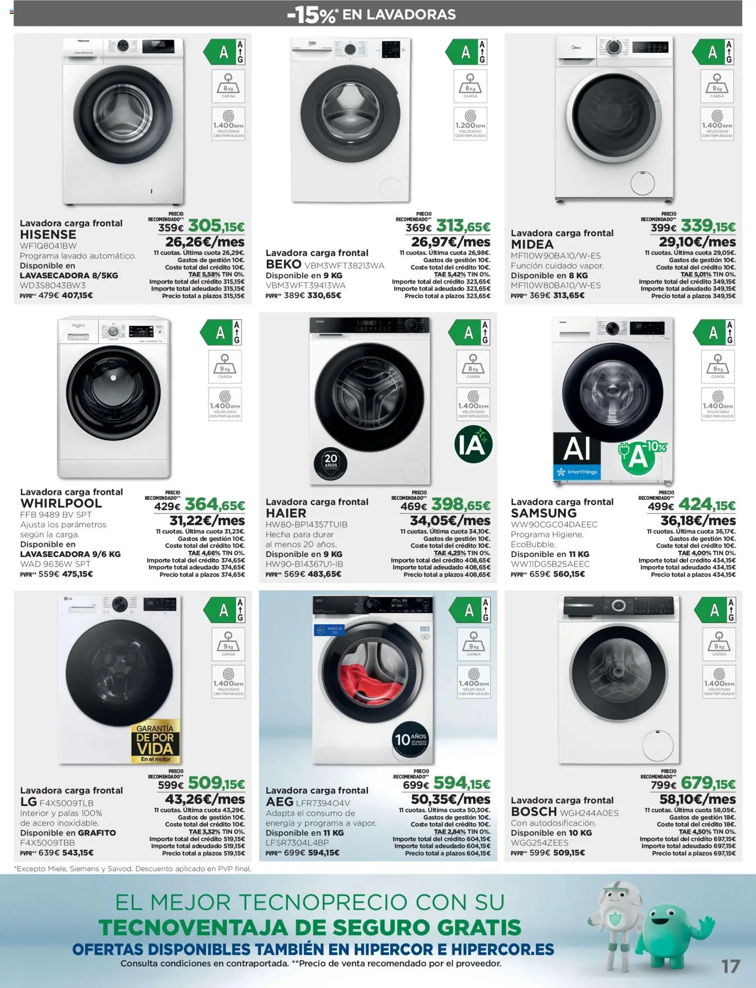 El Corte Inglés Los Tecnoprecios │ válido desde el 05/10/2026 | Página: 17 | Productos: Lavadora