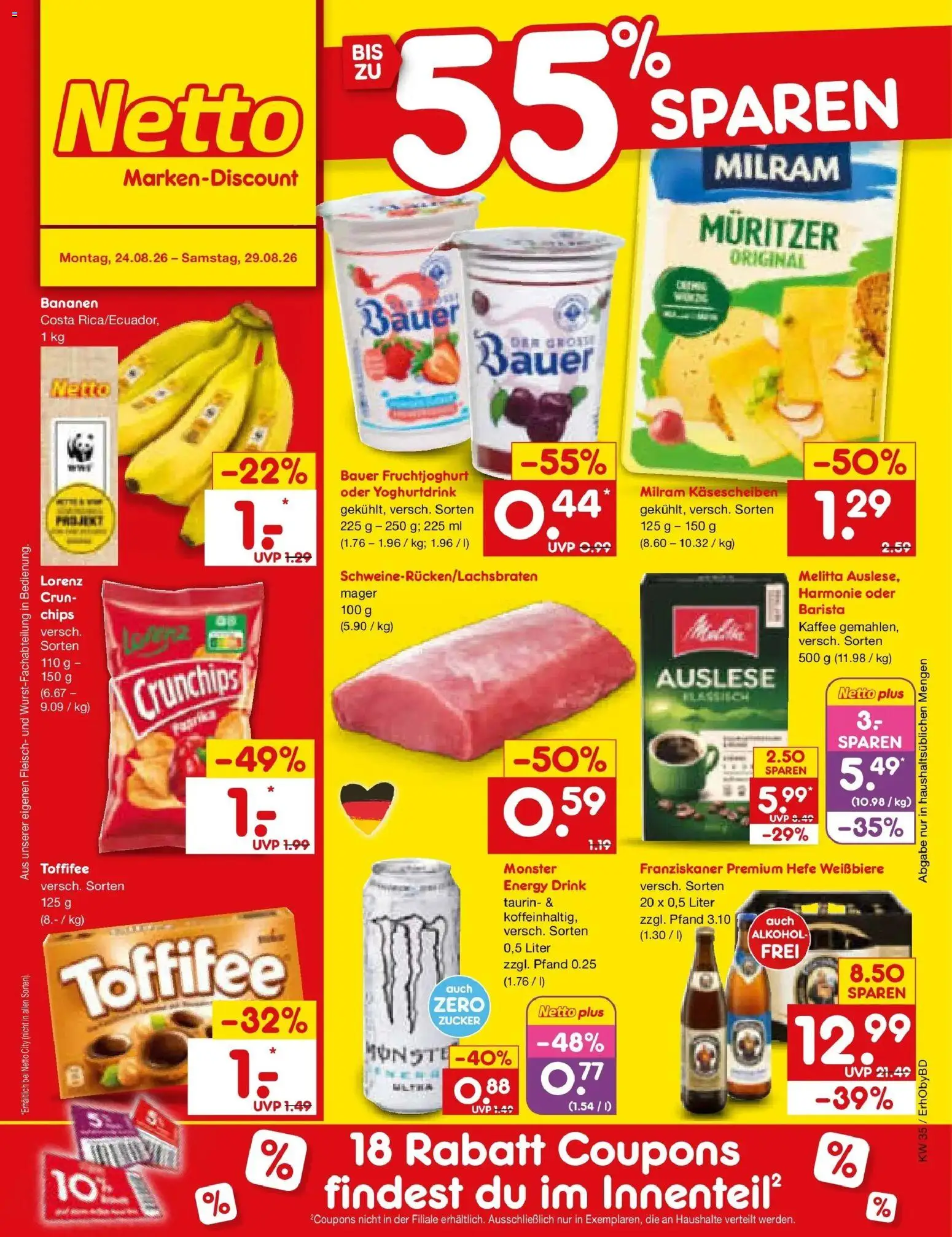 Netto Marken-Discount Prospekt Velden (ab 24.08.2026) » Angebote | Seite: 1 | Produkte: Energy, Kaffee, Monster, Fleisch