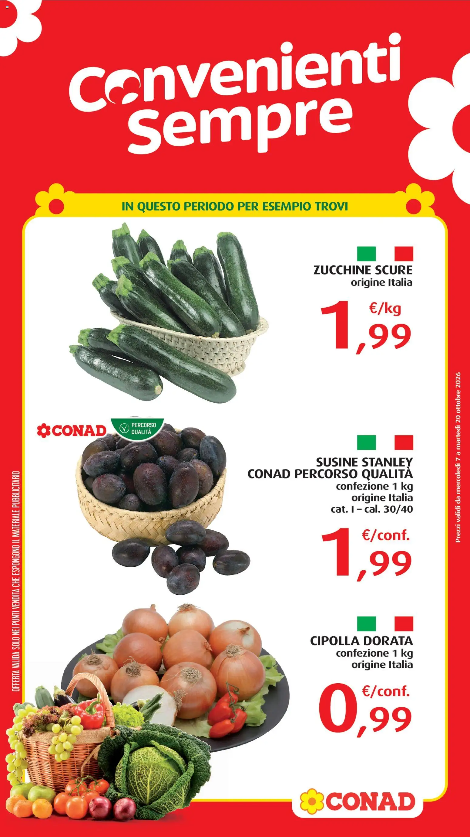 Volantino Conad del 07/10/2026 | Pagina: 2 | Prodotti: Cipolla, Zucchine, Susine