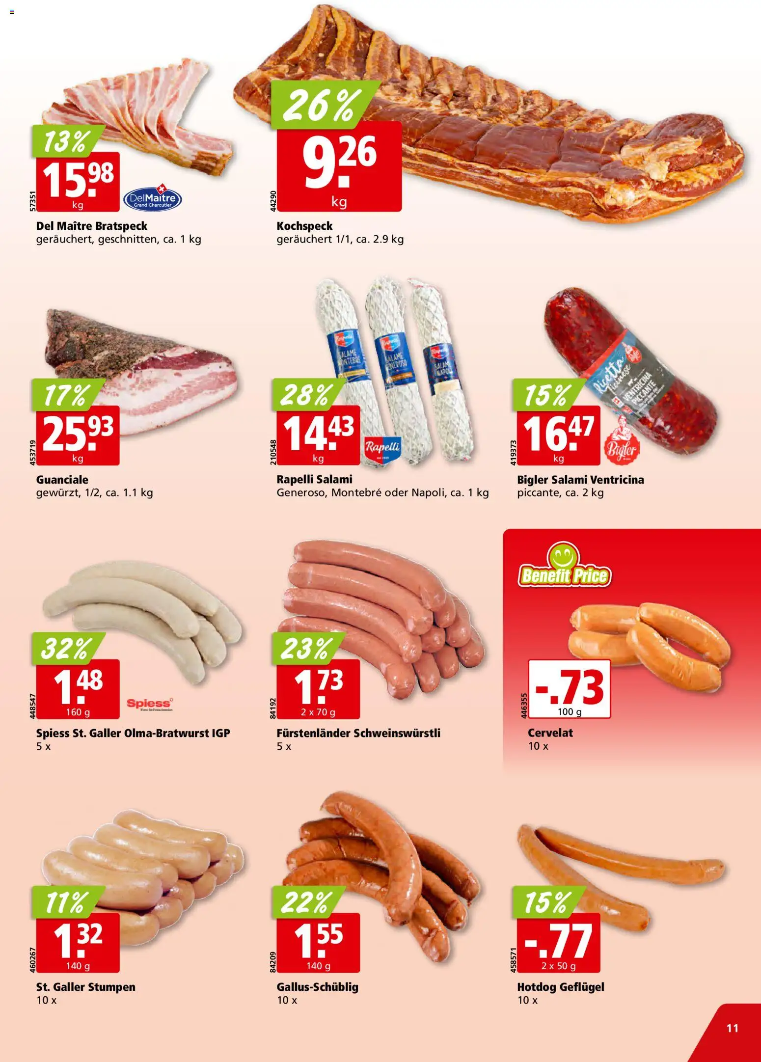 Aligro aktionen Schlieren, Gossau SG, Frauenfeld, Rapperswil-Jona, Sargans, Bern – gültig ab 19.10.2026 | Seite: 11 | Produkte: Salami