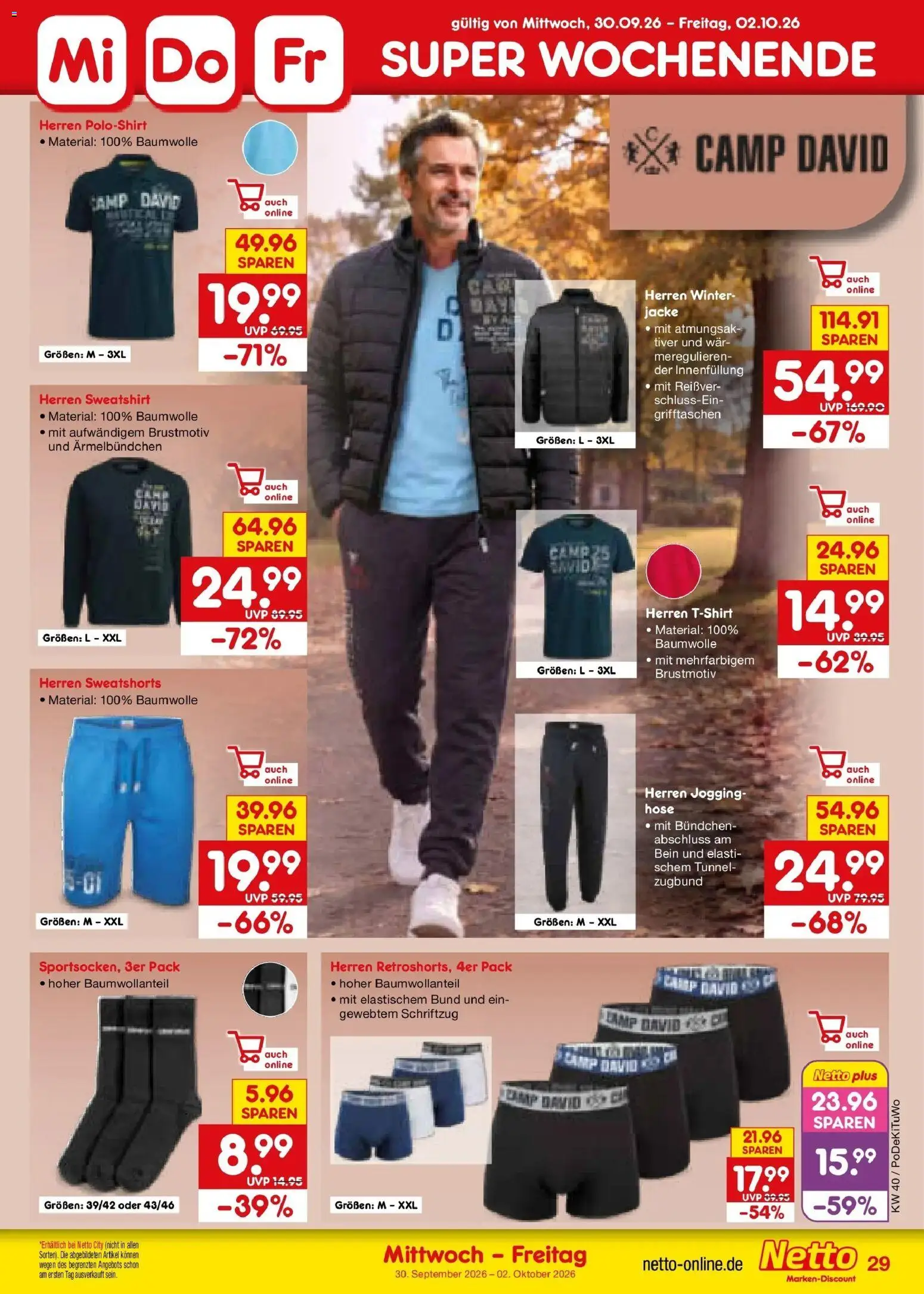Netto Marken-Discount Prospekt Stuttgart – gültig ab 28.09.2026 | Seite: 41 | Produkte: Sweatshirt, Sweatshorts, Poloshirt, Hose