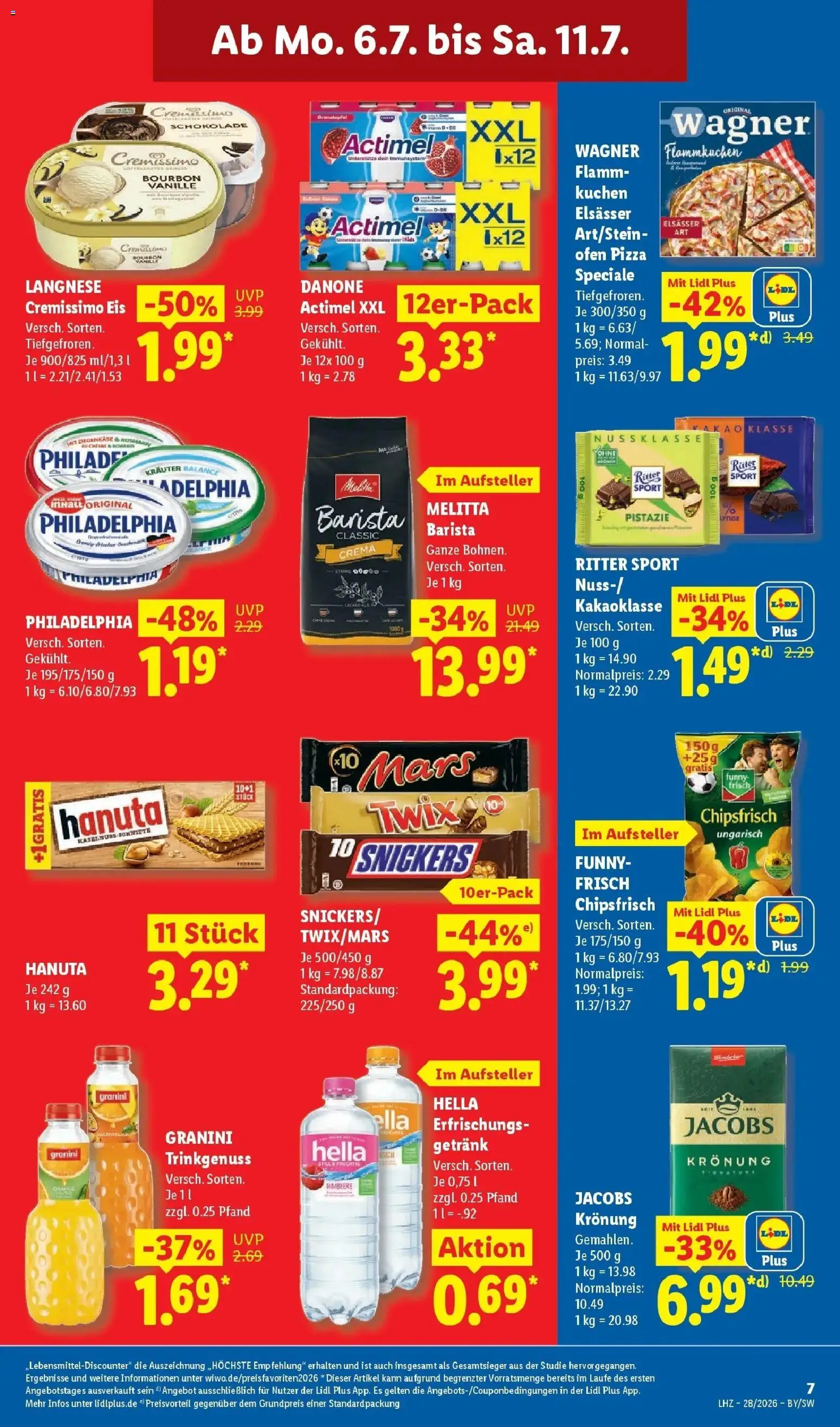 Lidl Prospekt Villingen-schwenningen – gültig ab 06.07.2026 | Seite: 13 | Produkte: Langnese, Langnese cremissimo, Granatapfel, Snickers