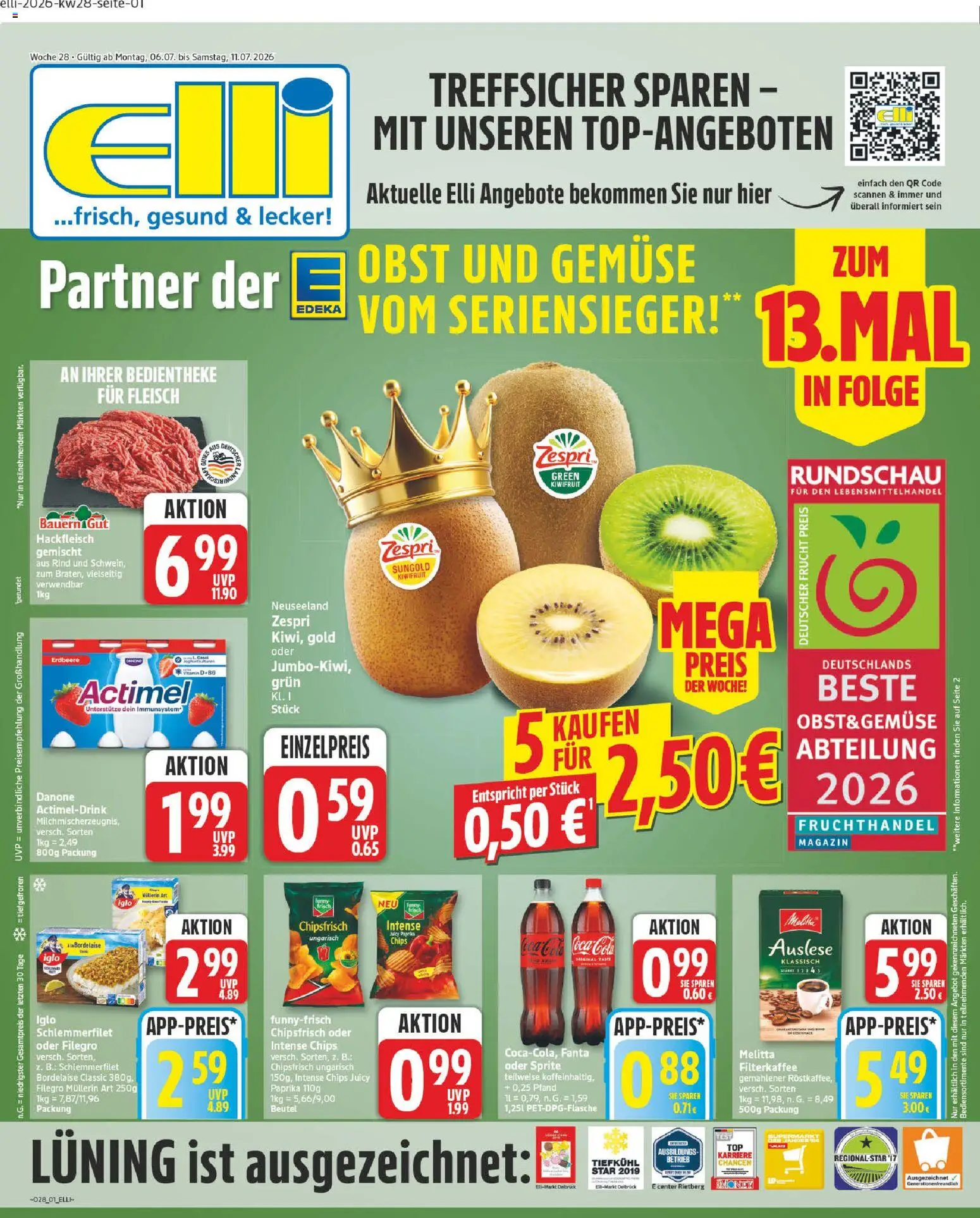 Elli Markt Prospekt – gültig ab 06.07.2026 | Seite: 1 | Produkte: Melitta, Coca cola, Paprika, Hackfleisch