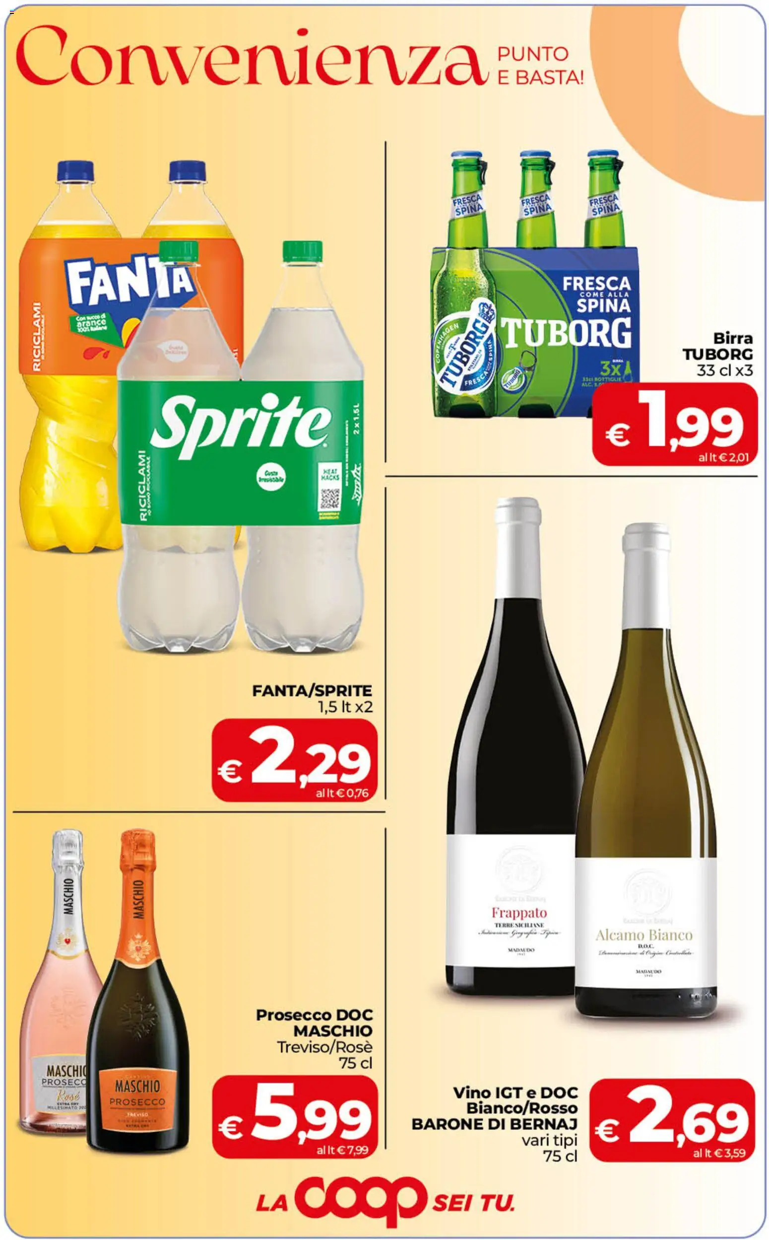 Volantino COOP del 02/10/2026 | Pagina: 4 | Prodotti: Succo, Prosecco, Vino, Fanta