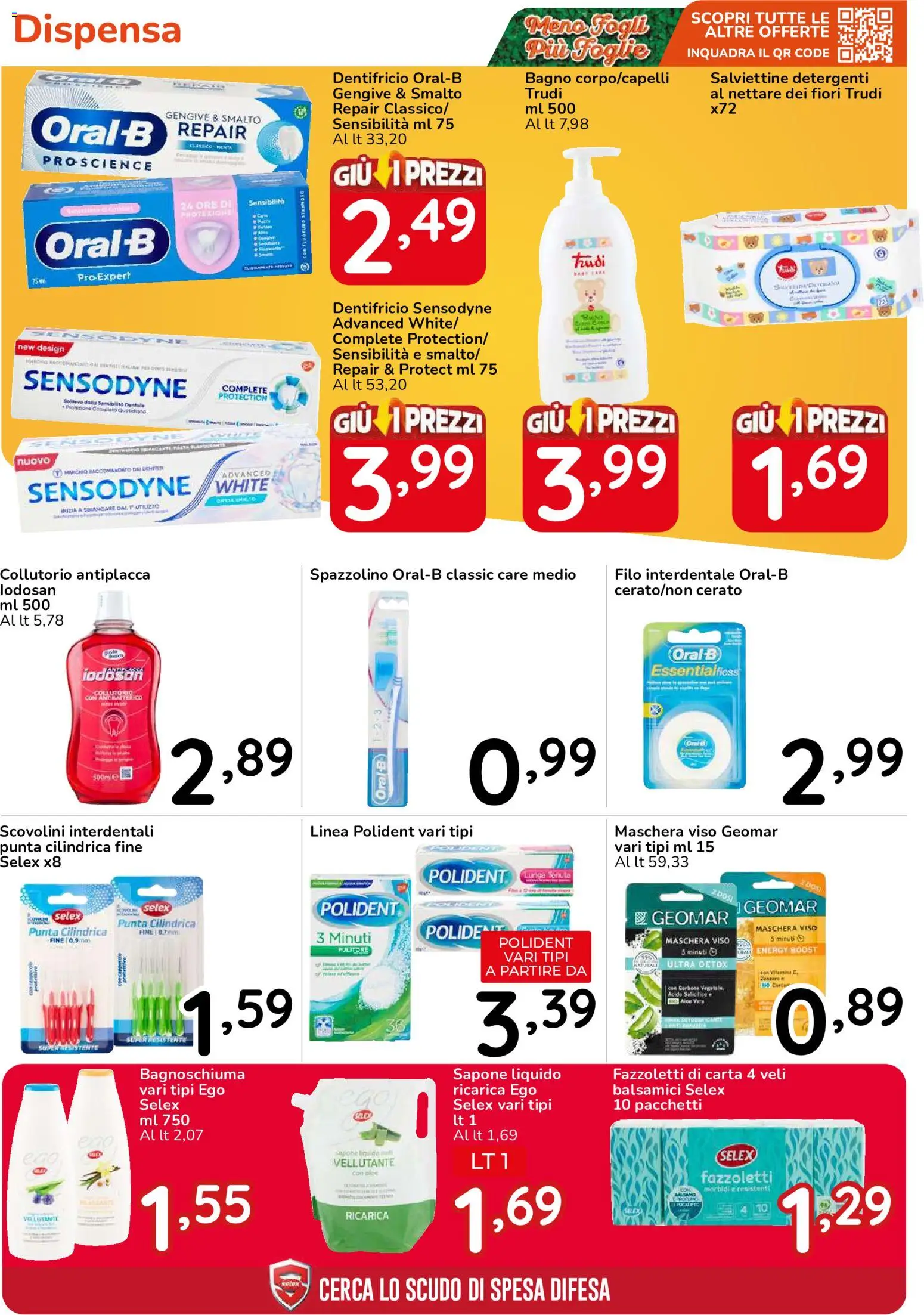 Volantino Famila del 15/10/2026 | Pagina: 41 | Prodotti: Bagnoschiuma, Dentifricio, Spazzolino, Collutorio