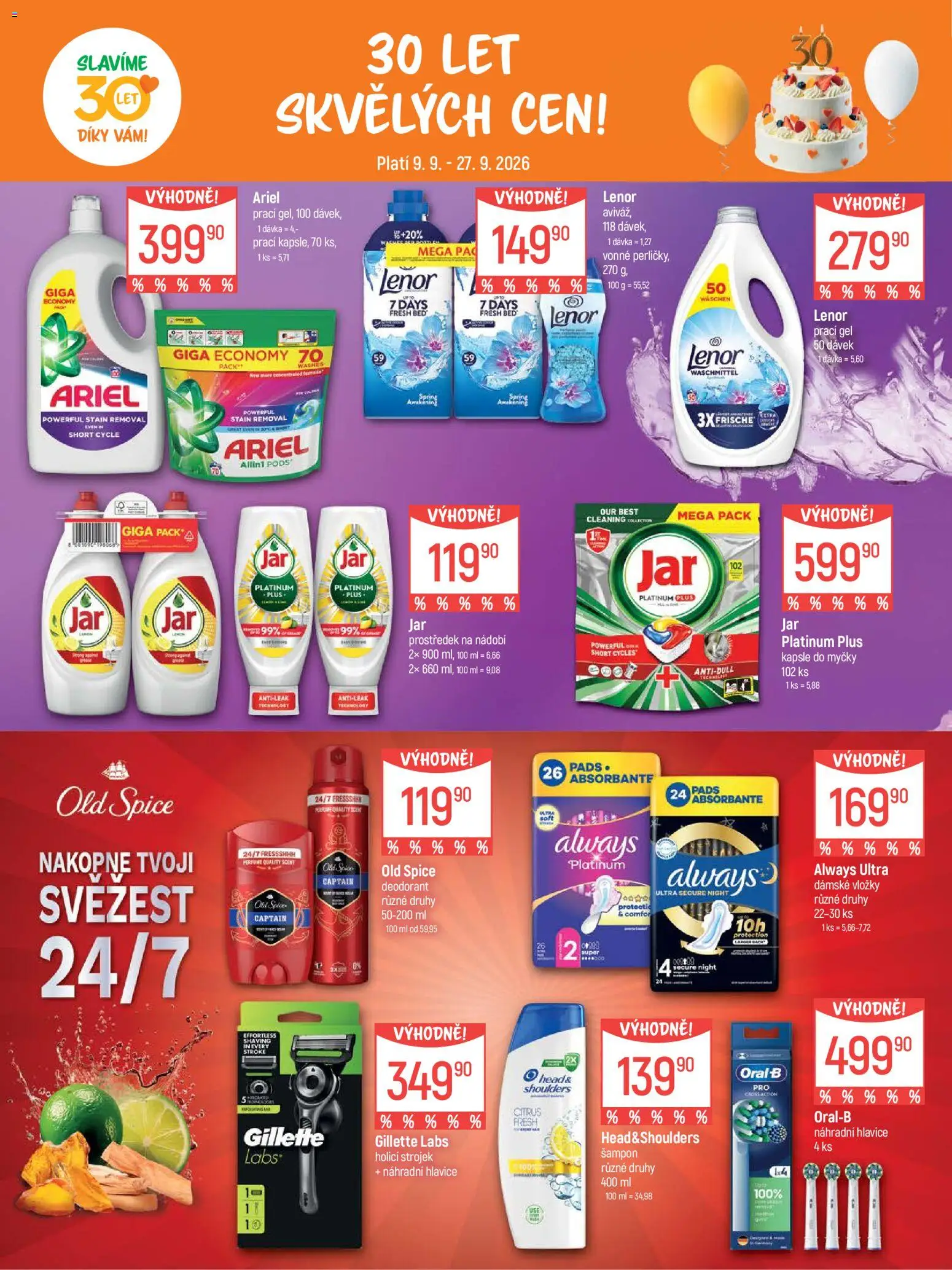 Globus leták - Pomáháme 30 let od 09.09.2026 | Strana: 22 | Produkty: Nádobí, Kapsle, Kapsle do myčky, Šampon