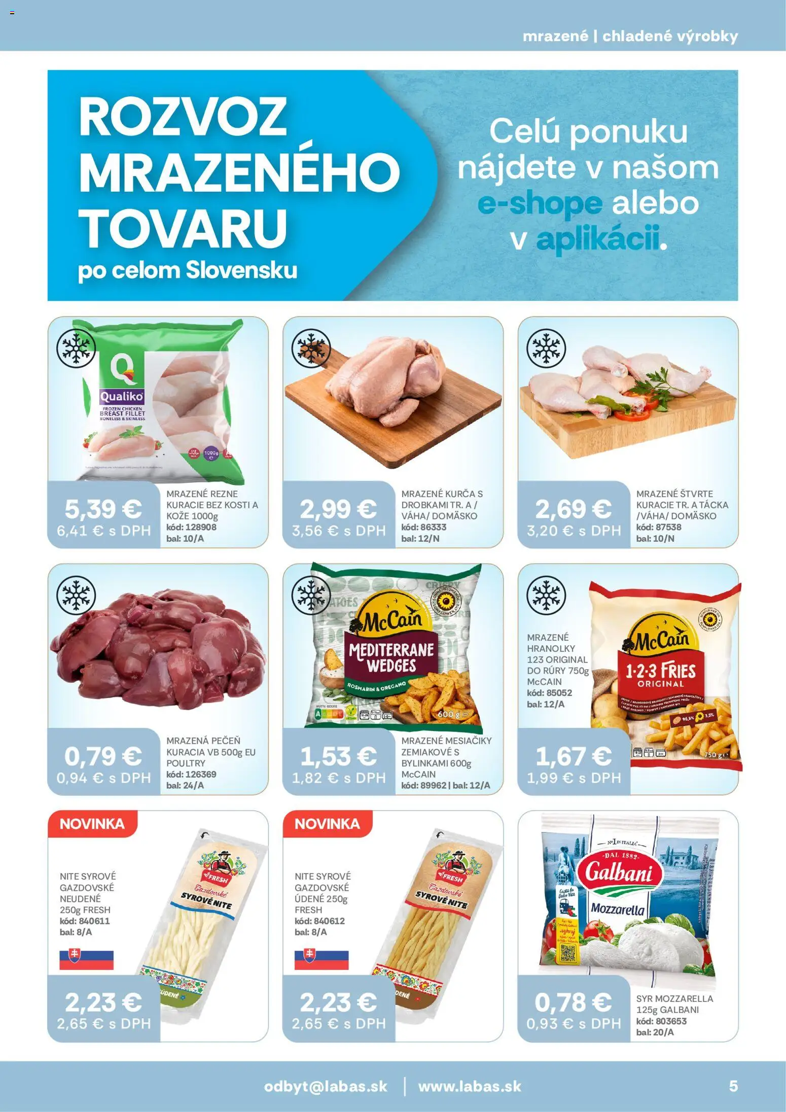 Nové Labaš akcie – leták je platný od 09.10.2026 | Strana: 5 | Produkty: Syr, Mozzarella, Pečeň, Kurča