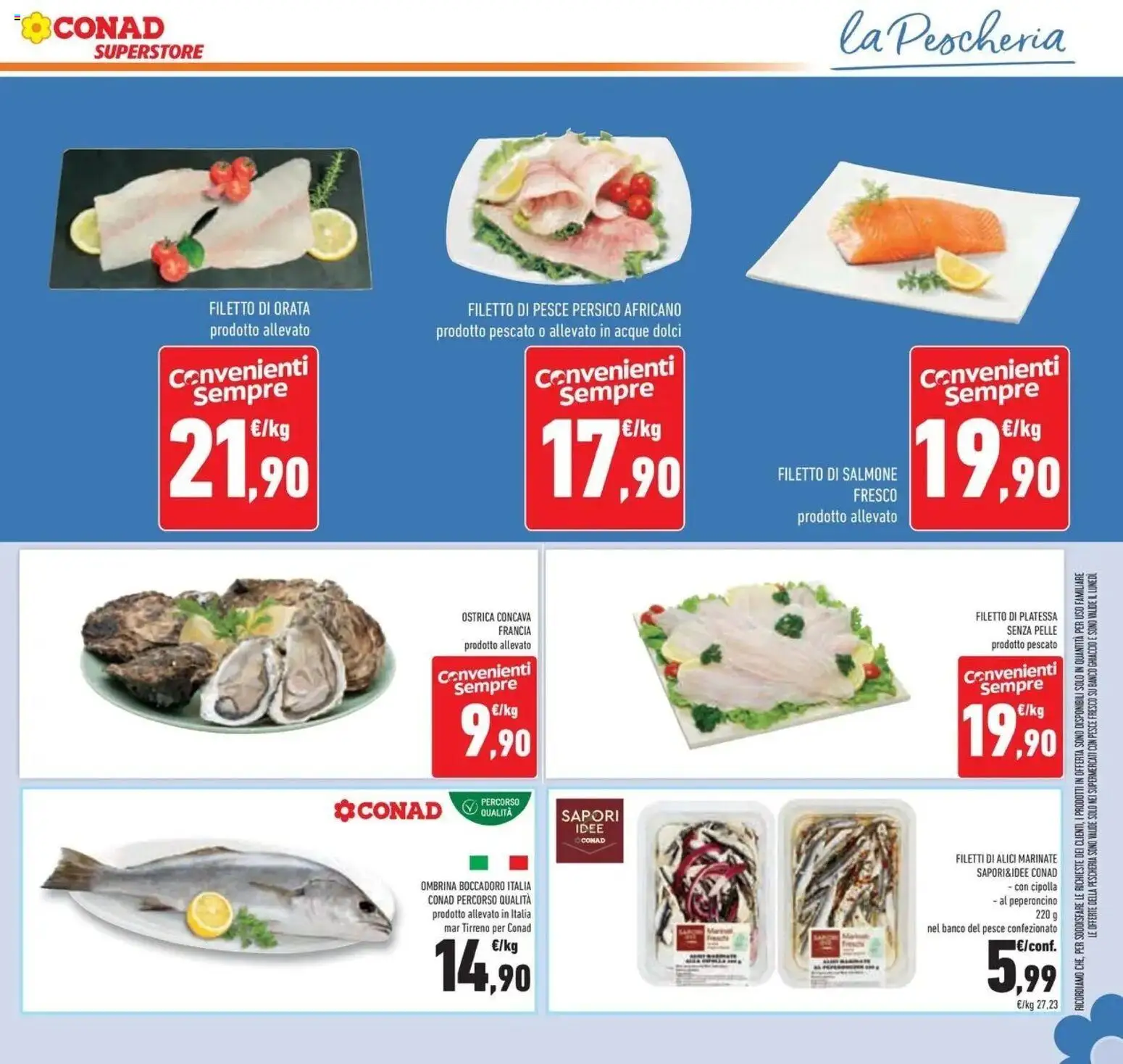 Volantino Conad dal 23/09/2026 > Anteprima | Pagina: 21 | Prodotti: Filetto di pesce, Orata, Cipolla, Alici