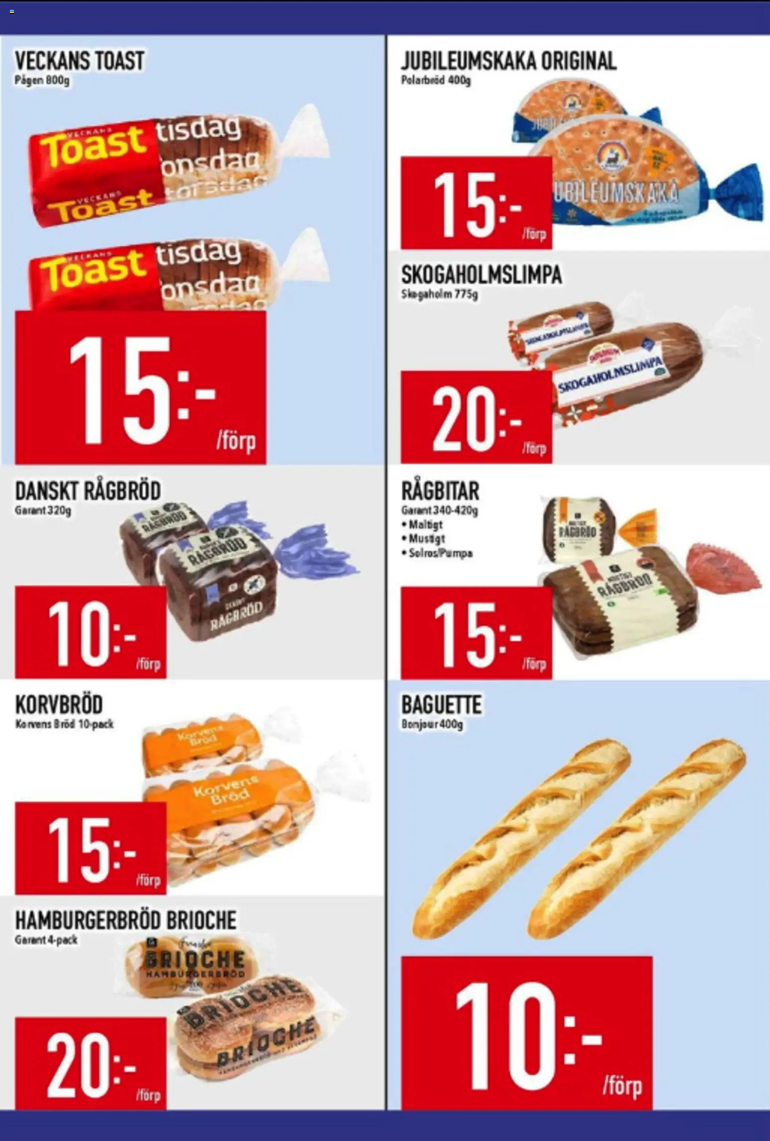 Matdax reklamblad aktuell från 15.06.2026 | Sida: 7 | Produkter: Baguette, Korvbröd, Hamburgerbröd, Bröd