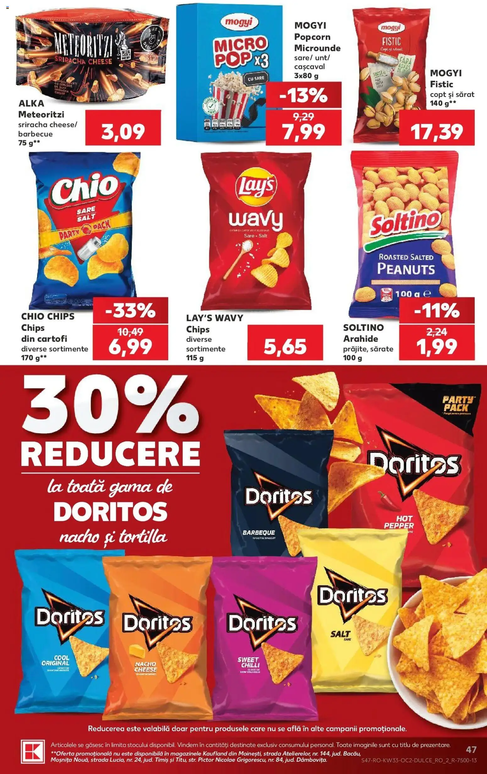 Kaufland Viseu de Sus 12.08.2026 - Revista si Oferta | Pagină: 47 | Produse: Cașcaval, Arahide, Doritos, Sare