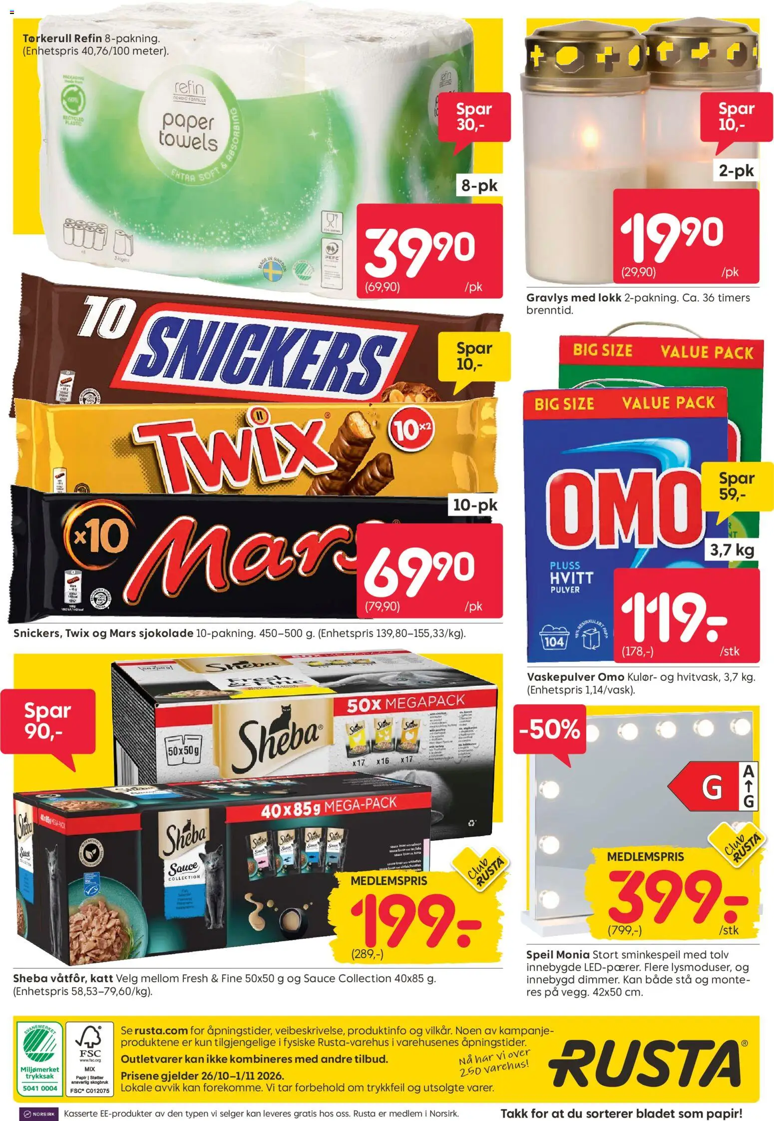 {H1} | Side: 20 | Produkter: Vaskepulver, Sjokolade, Snickers, Speil