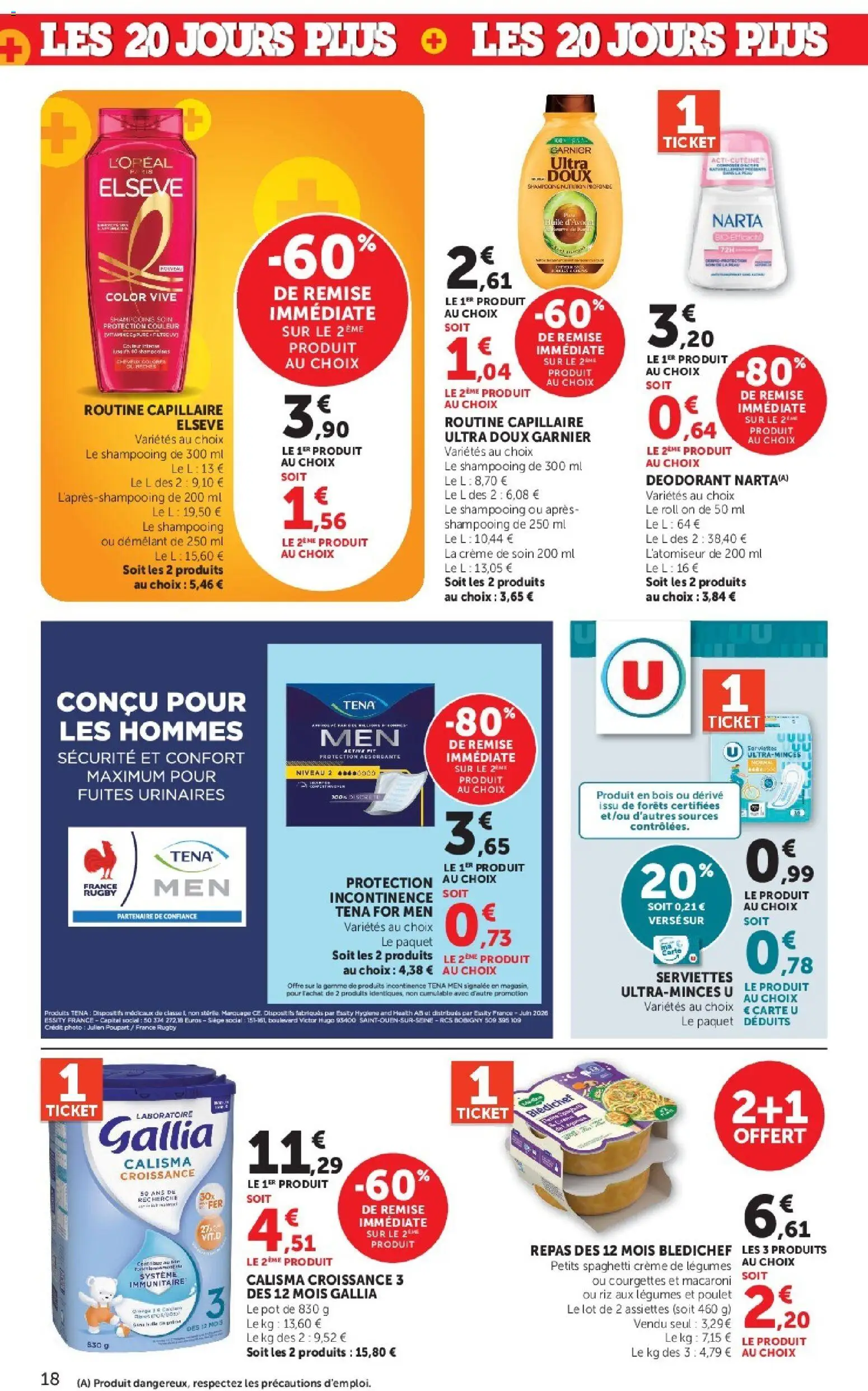 {H1} | Page: 18 | Produits: Macaroni, Shampooing, Serviettes, Crème