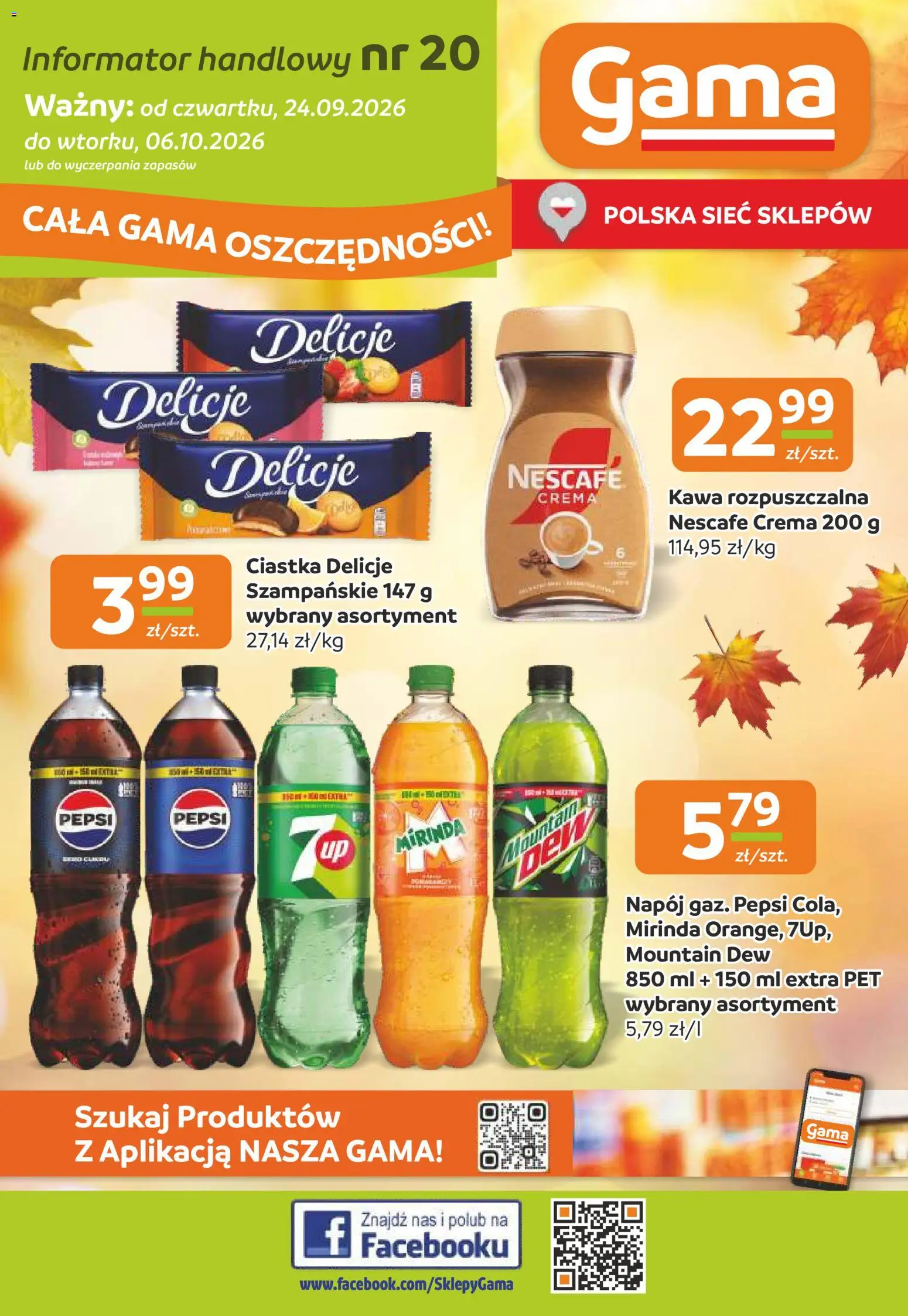 Gama gazetka od 24.09.2026 | Strona: 1 | Produkty: Nescafe, Kawa rozpuszczalna, Pepsi, Pepsi mirinda