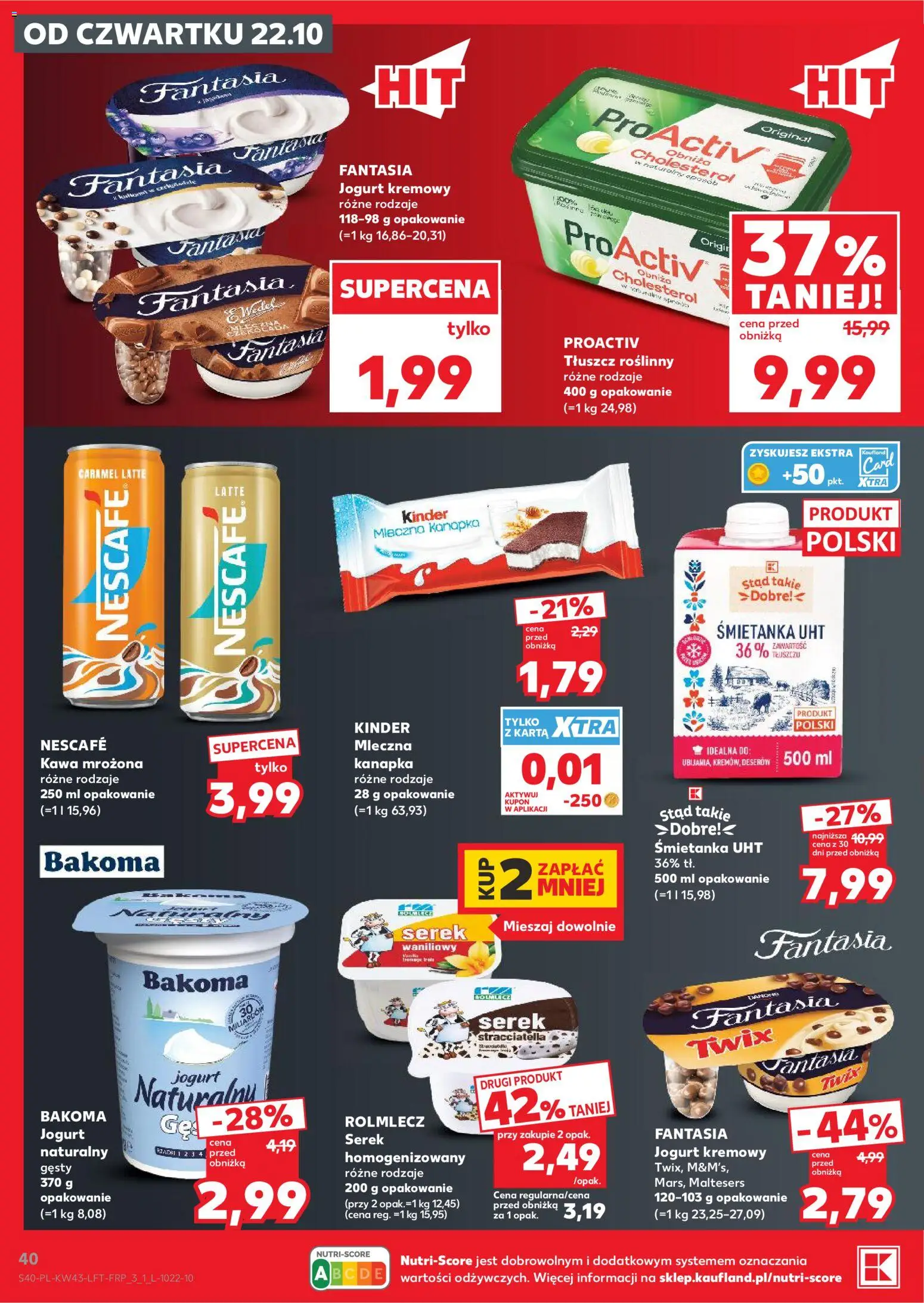 Kaufland Polsko leták od 22.10.2026 | Strana: 40 | Produkty: Jogurt, Twix, Nescafé, Kinder