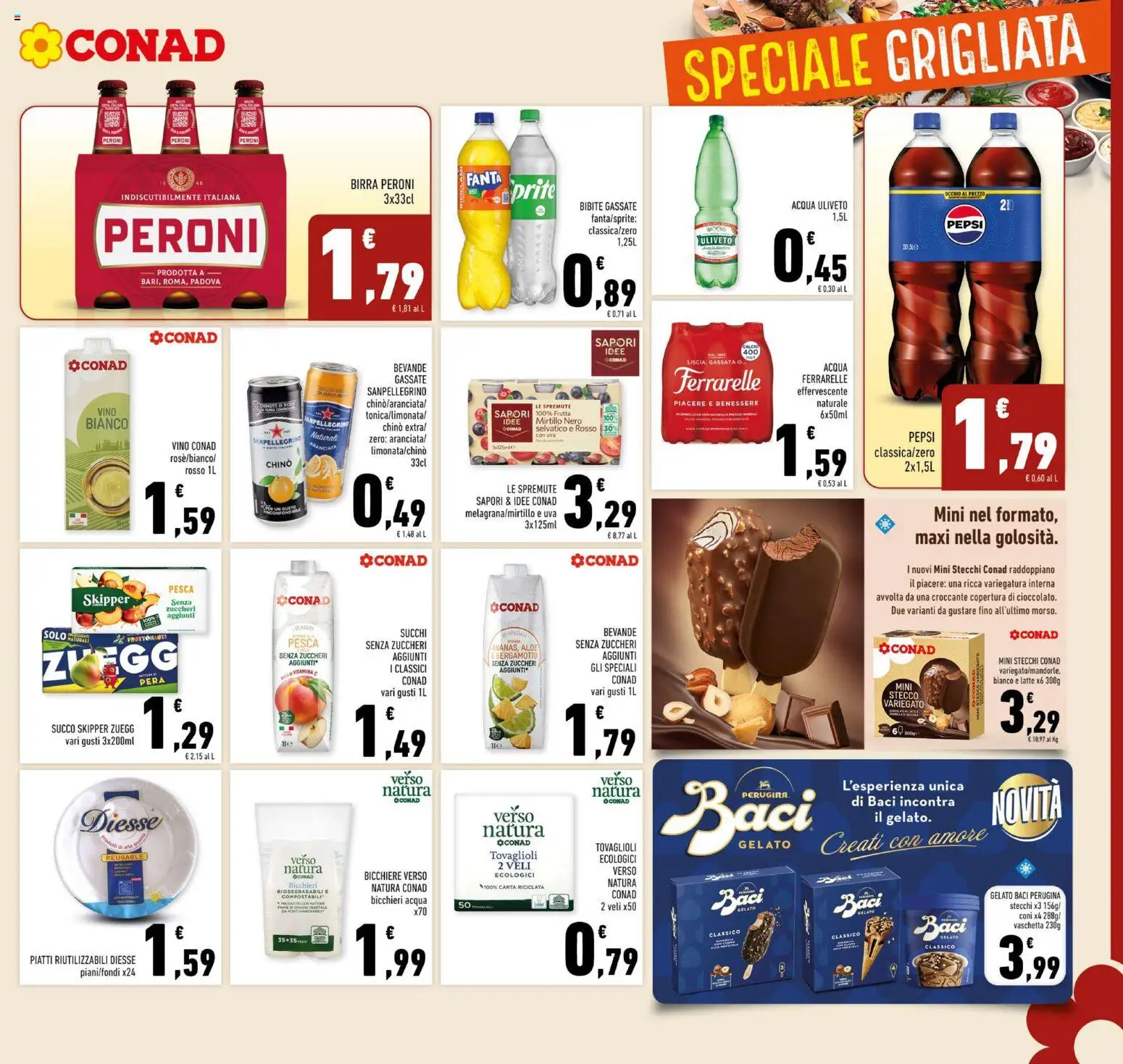 Volantino Conad del 29/07/2026 | Pagina: 9 | Prodotti: Gelato, Acqua, Uva, Ferrarelle