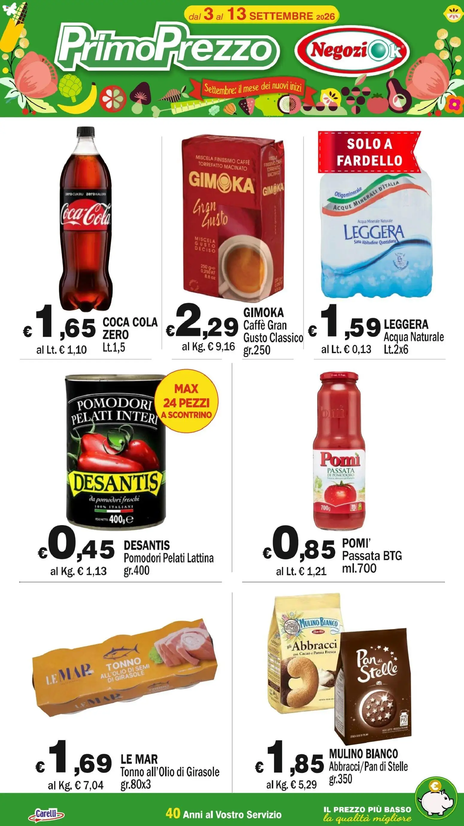 Volantino Primo Prezzo del 03/09/2026 | Pagina: 2 | Prodotti: Latte, Pomodori, Tonno, Semi di girasole