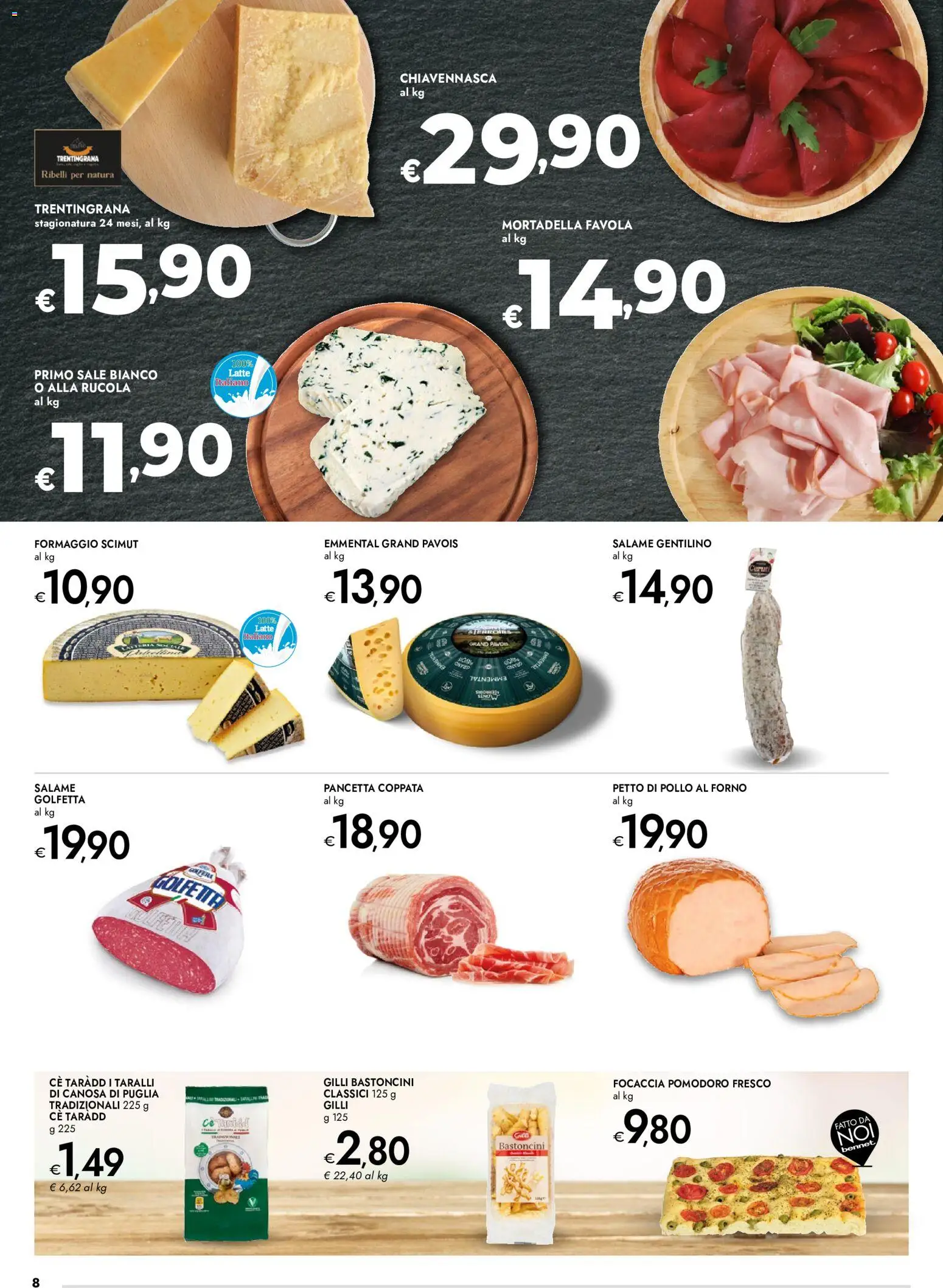Volantino bennet del 30/07/2026 | Pagina: 8 | Prodotti: Petto di Pollo, Salame, Formaggio, Emmental