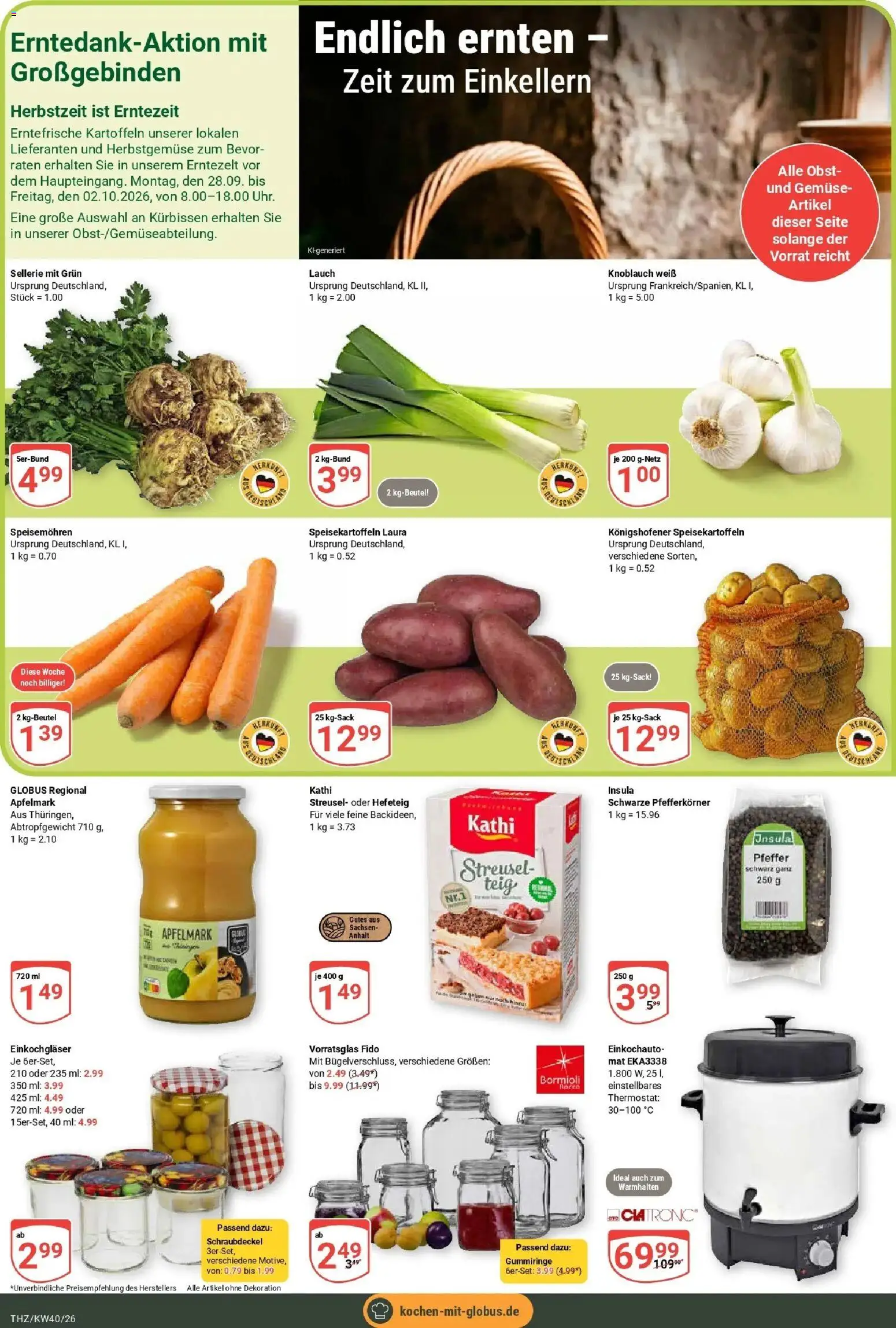 Globus Prospekt Zeitz (ab 28.09.2026) » Angebote online | Seite: 9 | Produkte: Gemüse, Obst, Pfeffer, Knoblauch