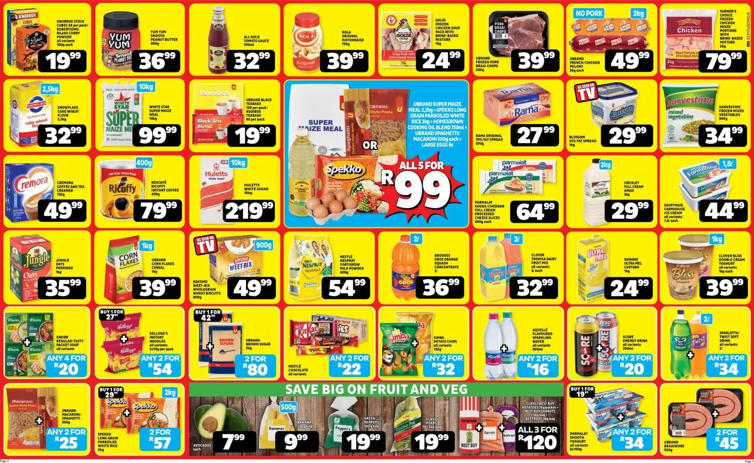 New Usave catalogue – valid from 19/10/2026 | Page: 2 | Products: Bananas, Chips, Energy drink, Cream