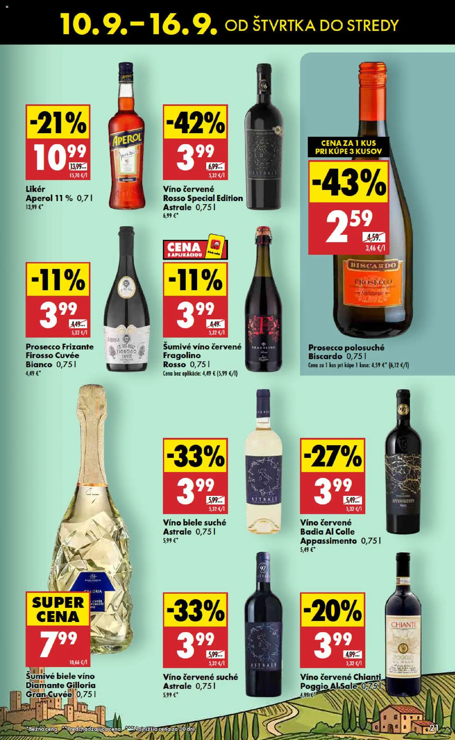 Nové Biedronka akcie – leták je platný od 10.09.2026 | Strana: 21 | Produkty: Víno, Prosecco, Aperol, Šumivé víno