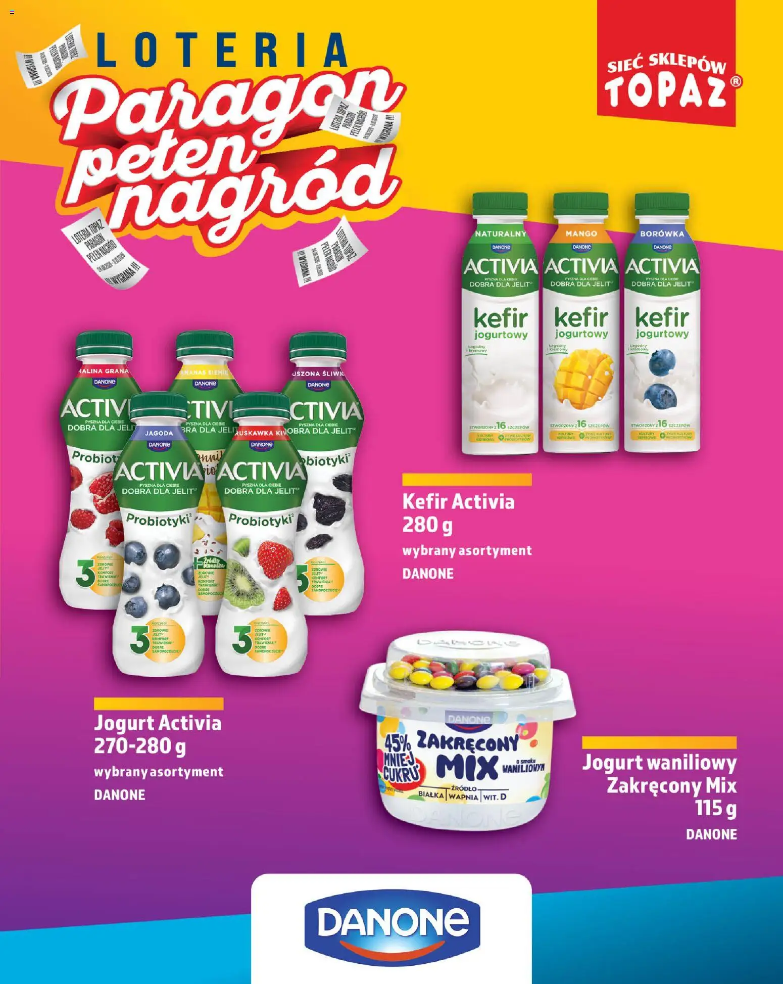 Topaz gazetka - Loteria Paragonowa od 24.08.2026 | Strona: 35 | Produkty: Mango, Jogurt waniliowy, Jogurt, Probiotyki