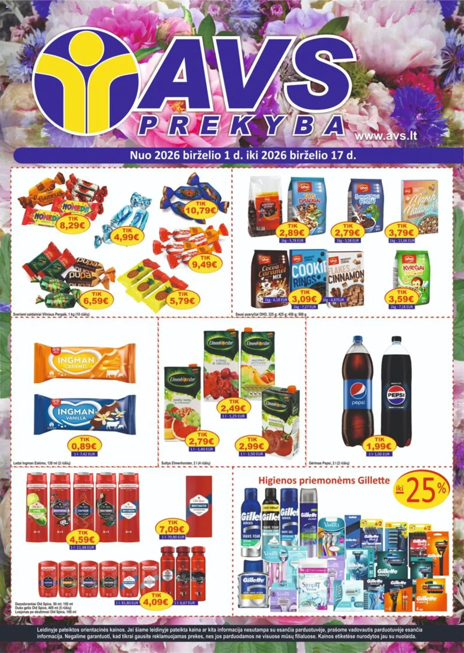AVS akcijos nuo 01.06.2026 | Puslapis: 1 | Prekių: Ledai, Losjonas po skutimosi, Sultys