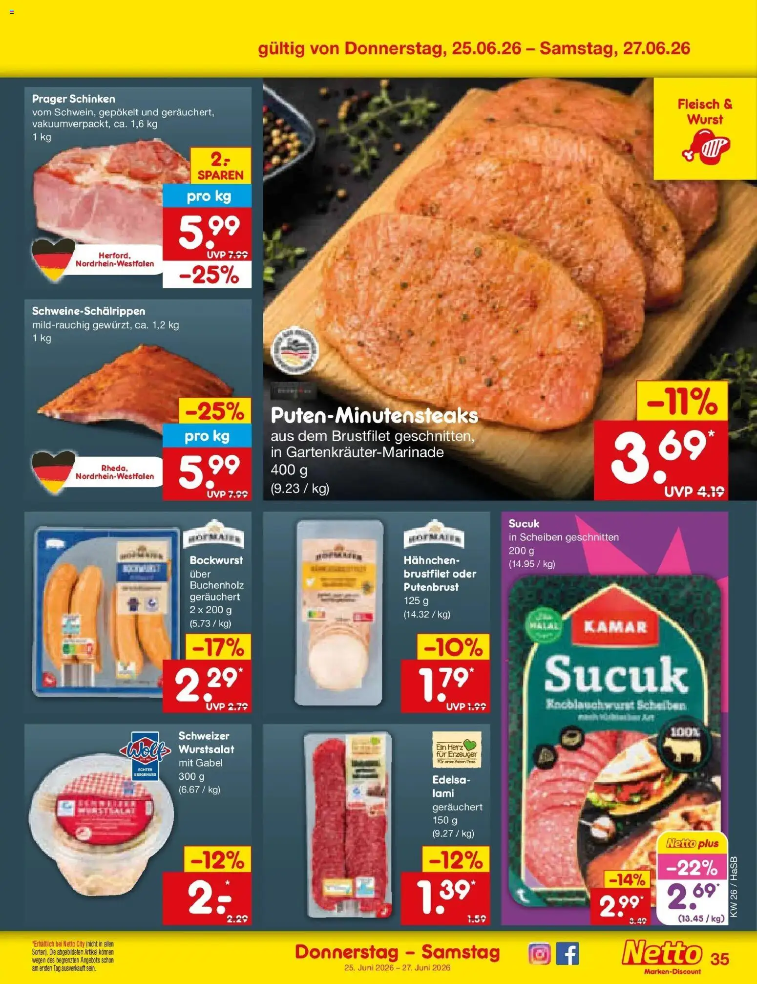 Netto Marken-Discount Prospekt Wuppertal – gültig ab 21.06.2026 | Seite: 47 | Produkte: Bockwurst, Wurst, Schinken, Fleisch