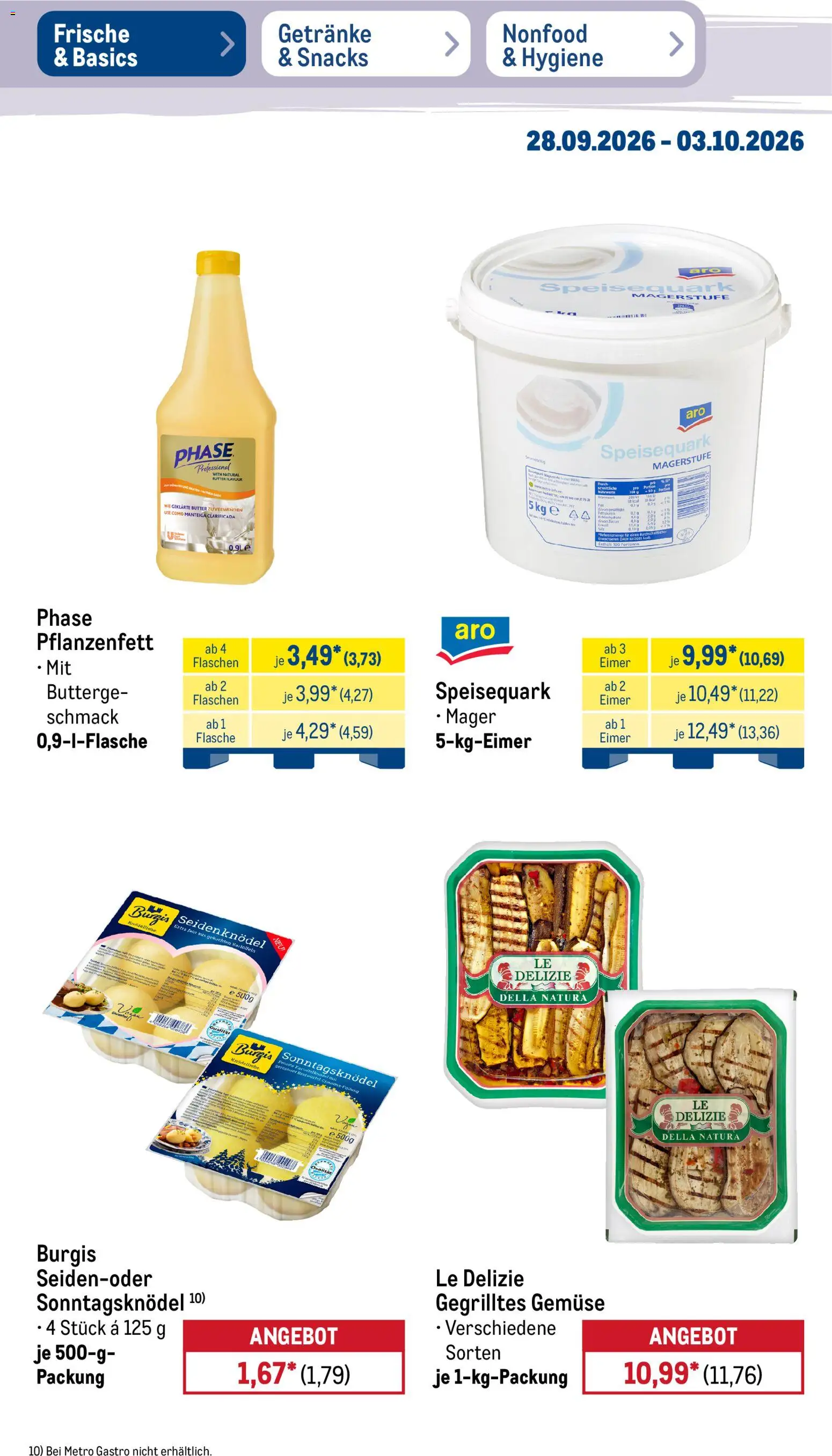 Metro NonFood-Angebote – gültig ab 28.09.2026 | Seite: 43 | Produkte: Butter, Kartoffeln, Gemüse, Speisequark