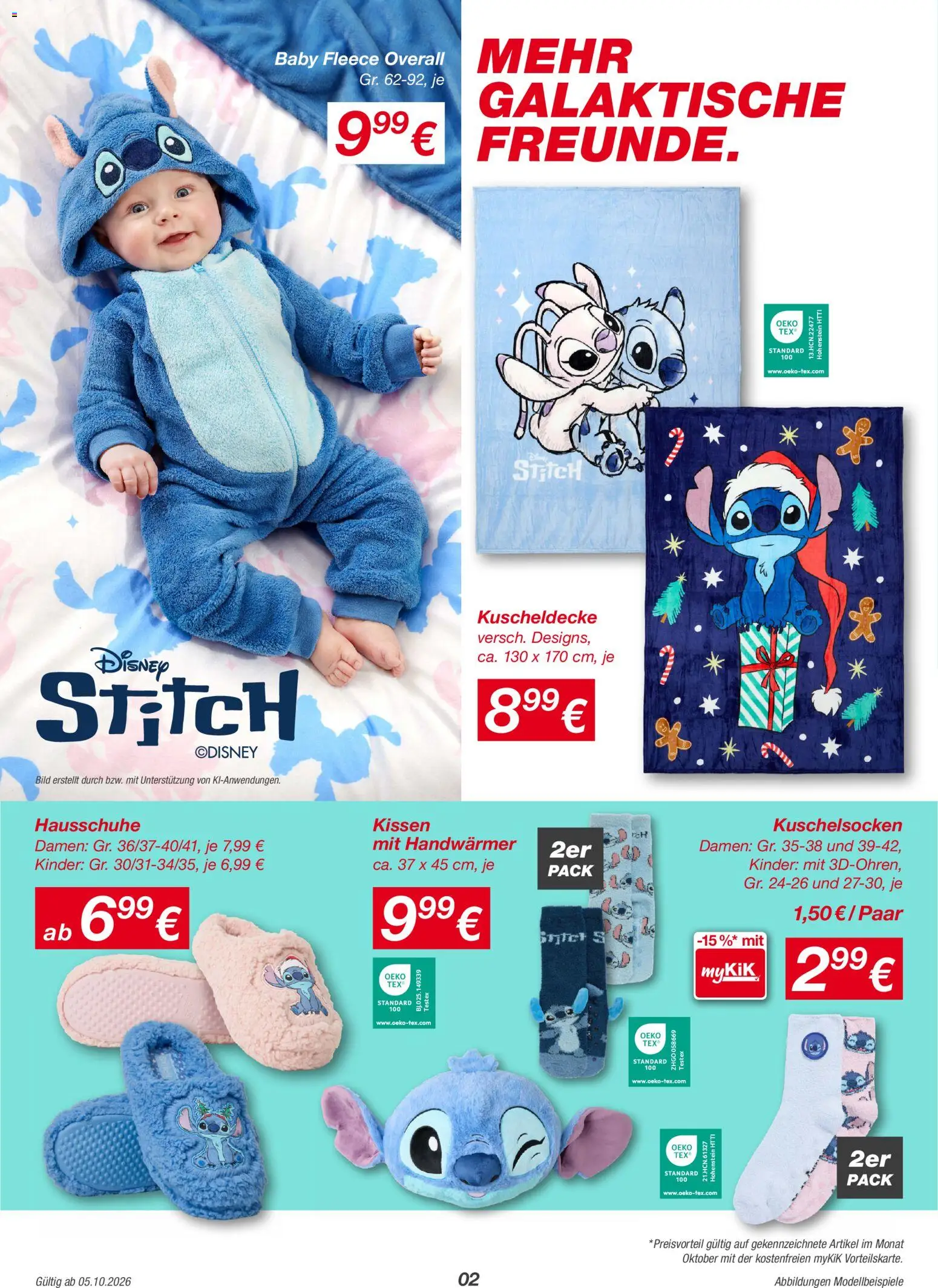 Kik Flugblatt gültig ab 05.10.2026 | Seite: 2 | Produkte: Overall, Hausschuhe, Kissen