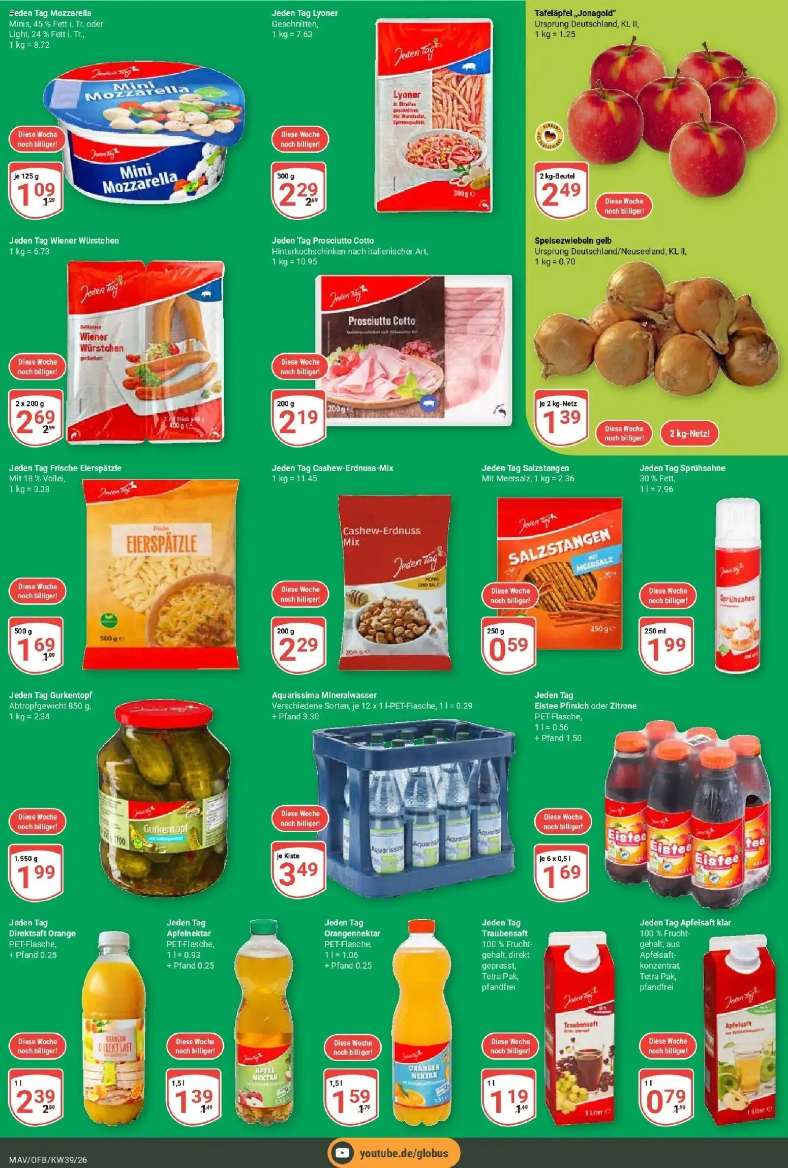Globus Prospekt Mannheim (ab 21.09.2026) » Angebote online | Seite: 16 | Produkte: Mozzarella, Äpfel, Mineralwasser, Pfirsich