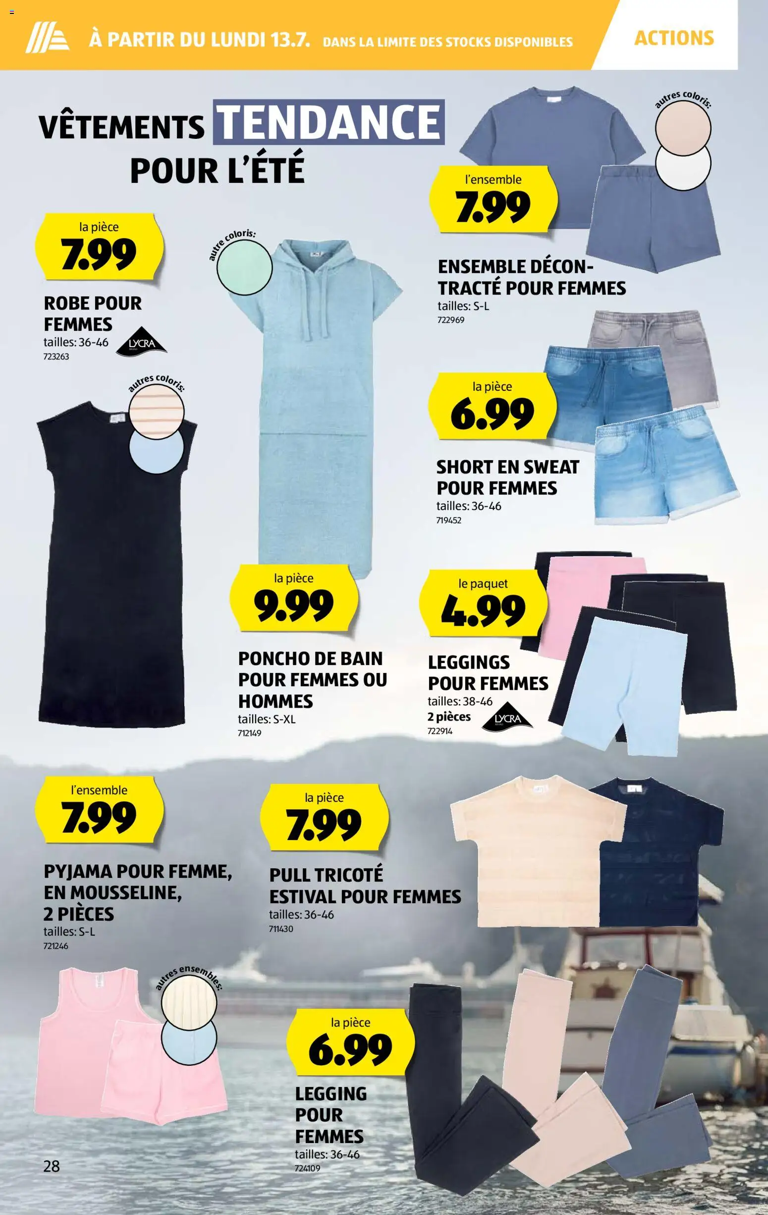 Aldi aktionen FR – gültig ab 09.07.2026 | Seite: 28 | Produkte: Leggings, Pyjama, Poncho