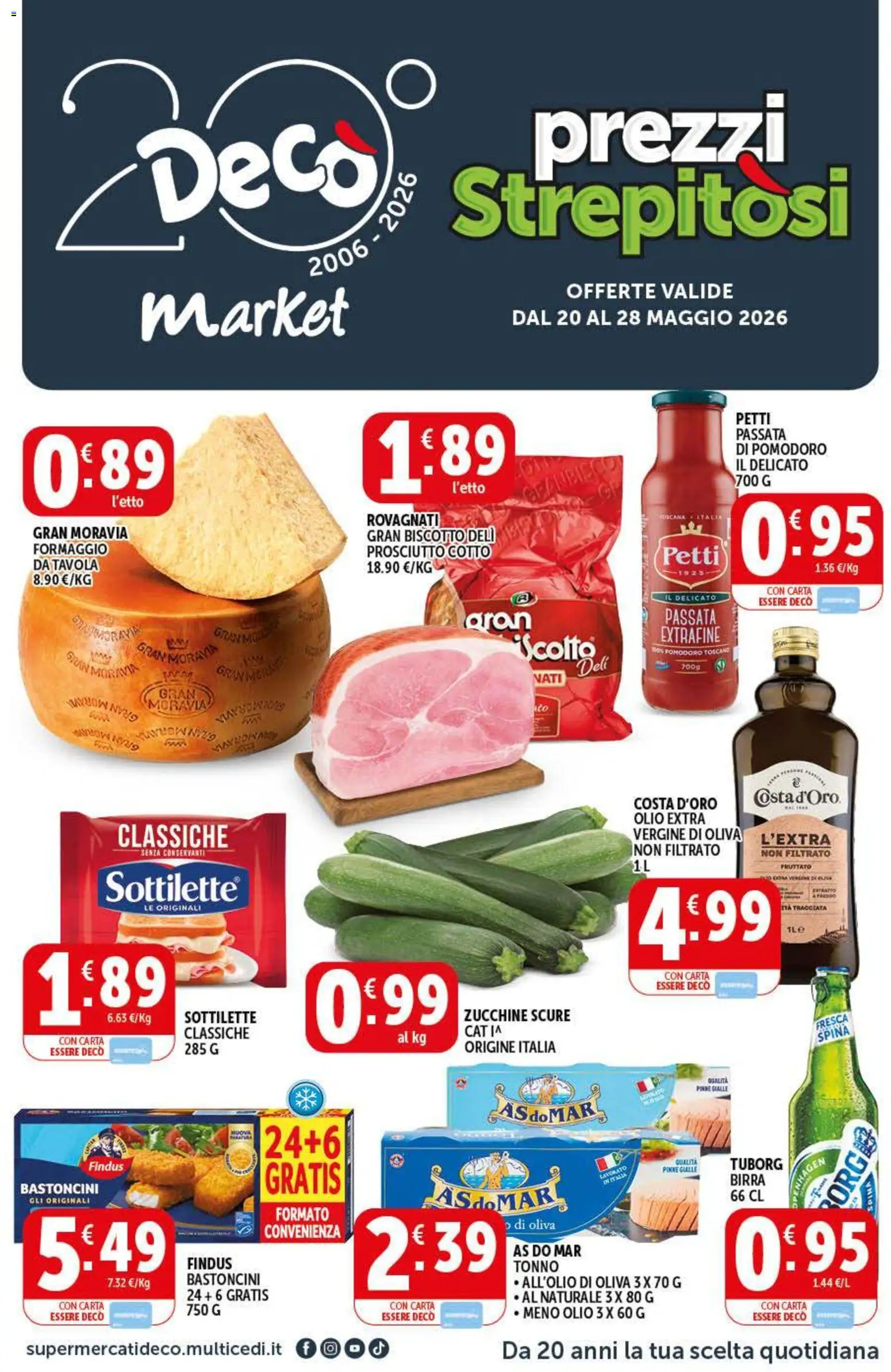 Volantino Decò del 20.05.2026 | Pagina: 1 | Prodotti: Pomodoro, Prosciutto, Pinne, Tonno