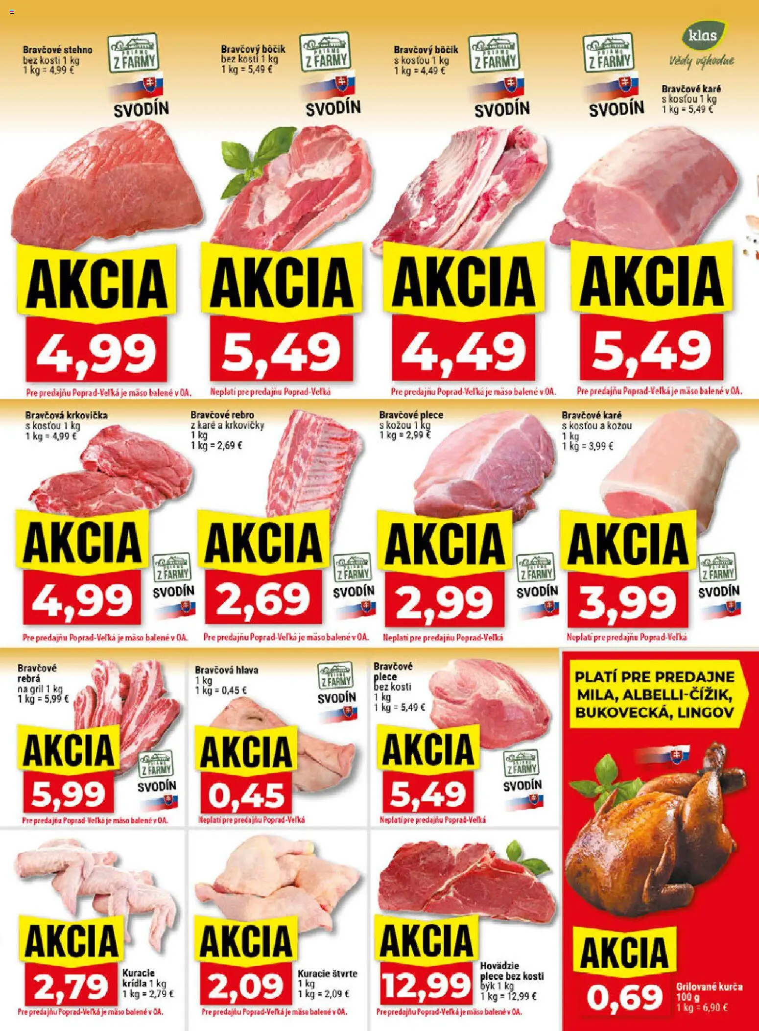 Nové Klas akcie – leták je platný od 24.08.2026 | Strana: 7 | Produkty: Gril, Bravčová krkovička, Mäso, Bôčik bez kosti