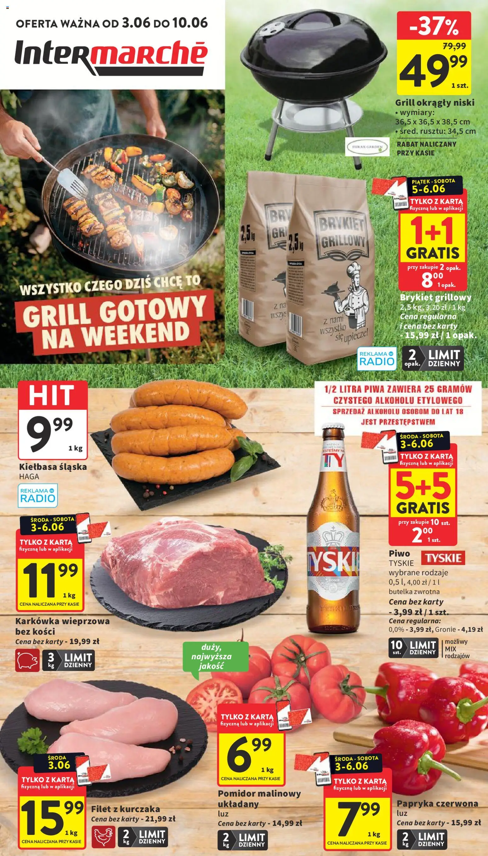 Intermarche gazetka od 03.06.2026 | Strona: 1 | Produkty: Radio, Grill, Kiełbasa śląska, Papryka czerwona