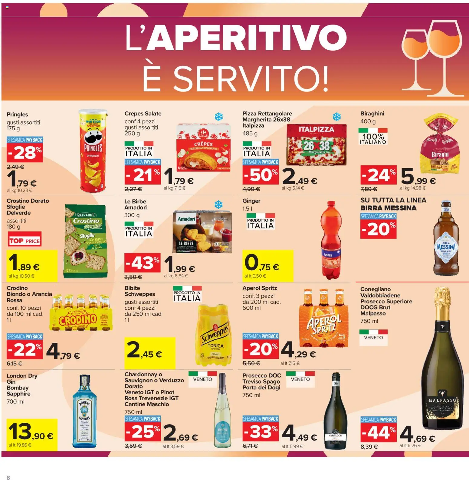 Volantino Carrefour del 16.06.2026 | Pagina: 8 | Prodotti: Birra, Prosecco, Pomodoro, Top