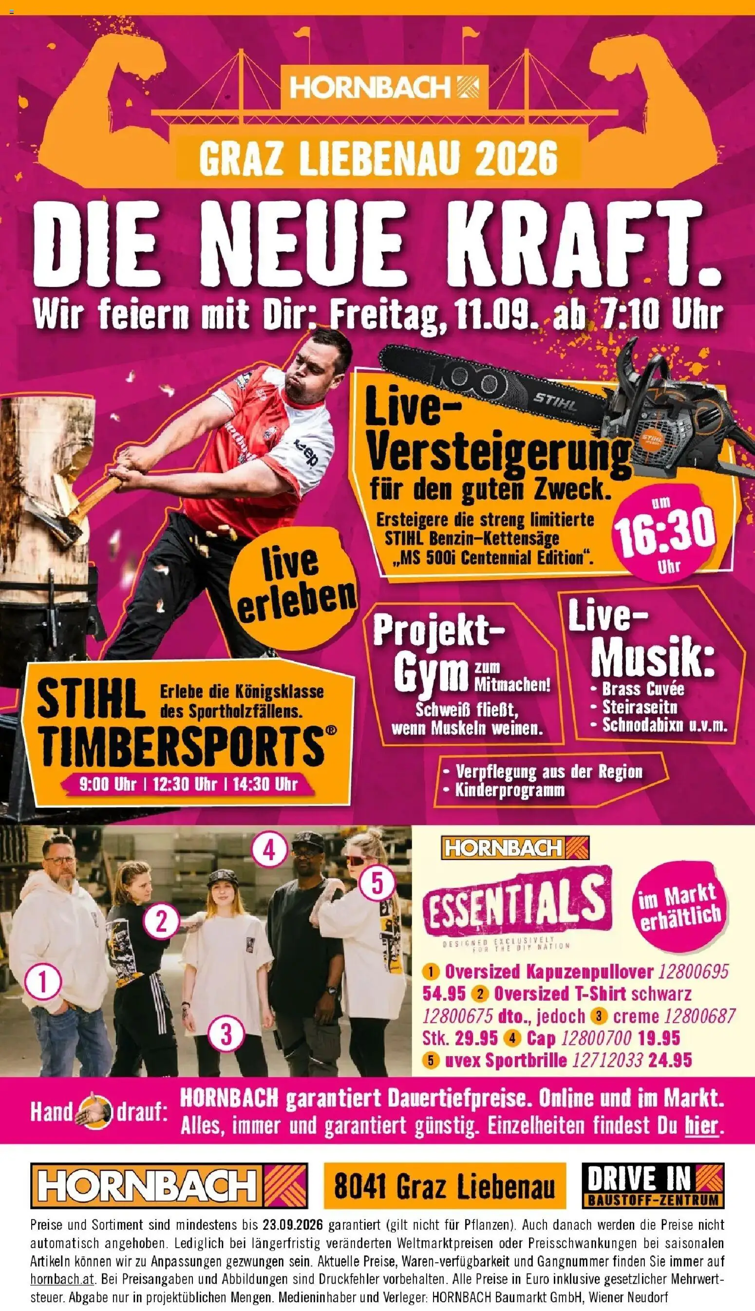 Hornbach Große Neueröffnung gültig ab 02.09.2026 | Seite: 23 | Produkte: Kapuzenpullover, Uhr, Creme