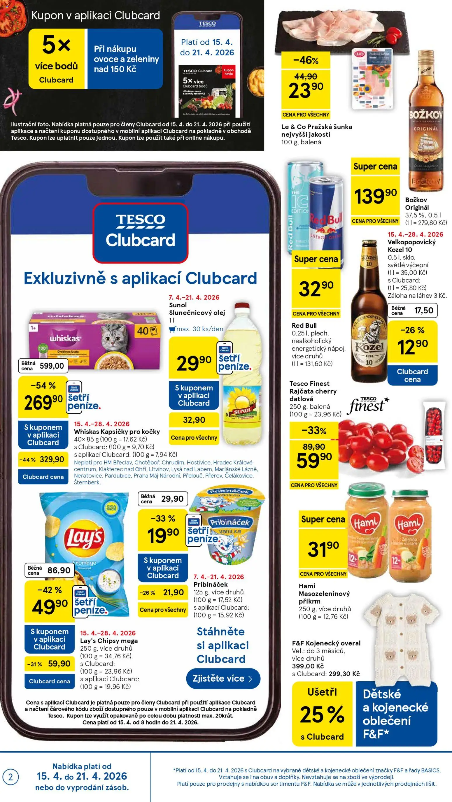 Tesco leták - Hypermarket od 15.04.2026 | Strana: 2 | Produkty: Ovoce, Šunka, Obuv, Velkopopovický Kozel 10
