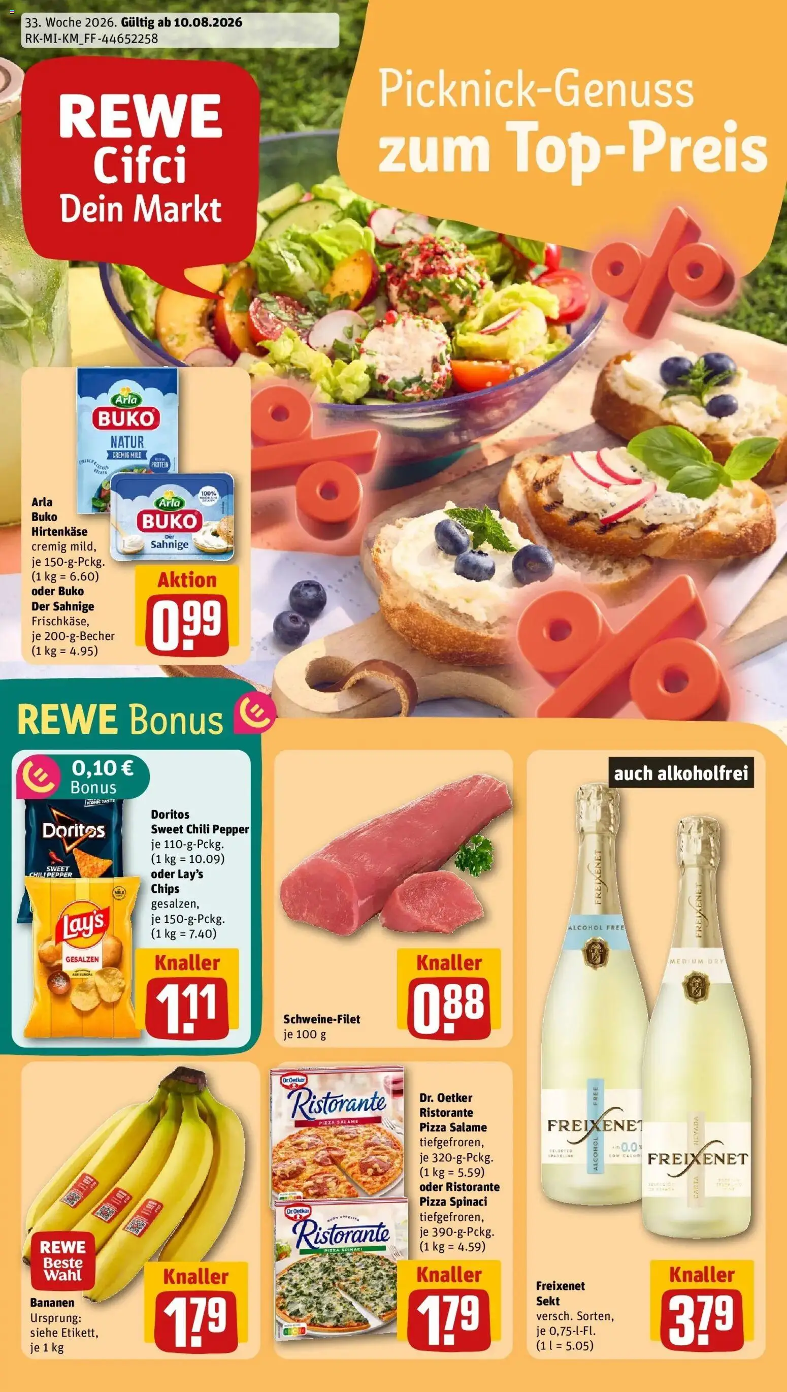 REWE Prospekt ab 10.08.2026 zum Blättern » Angebote | Seite: 1 | Produkte: Ristorante, Chili, Pizza, Chips
